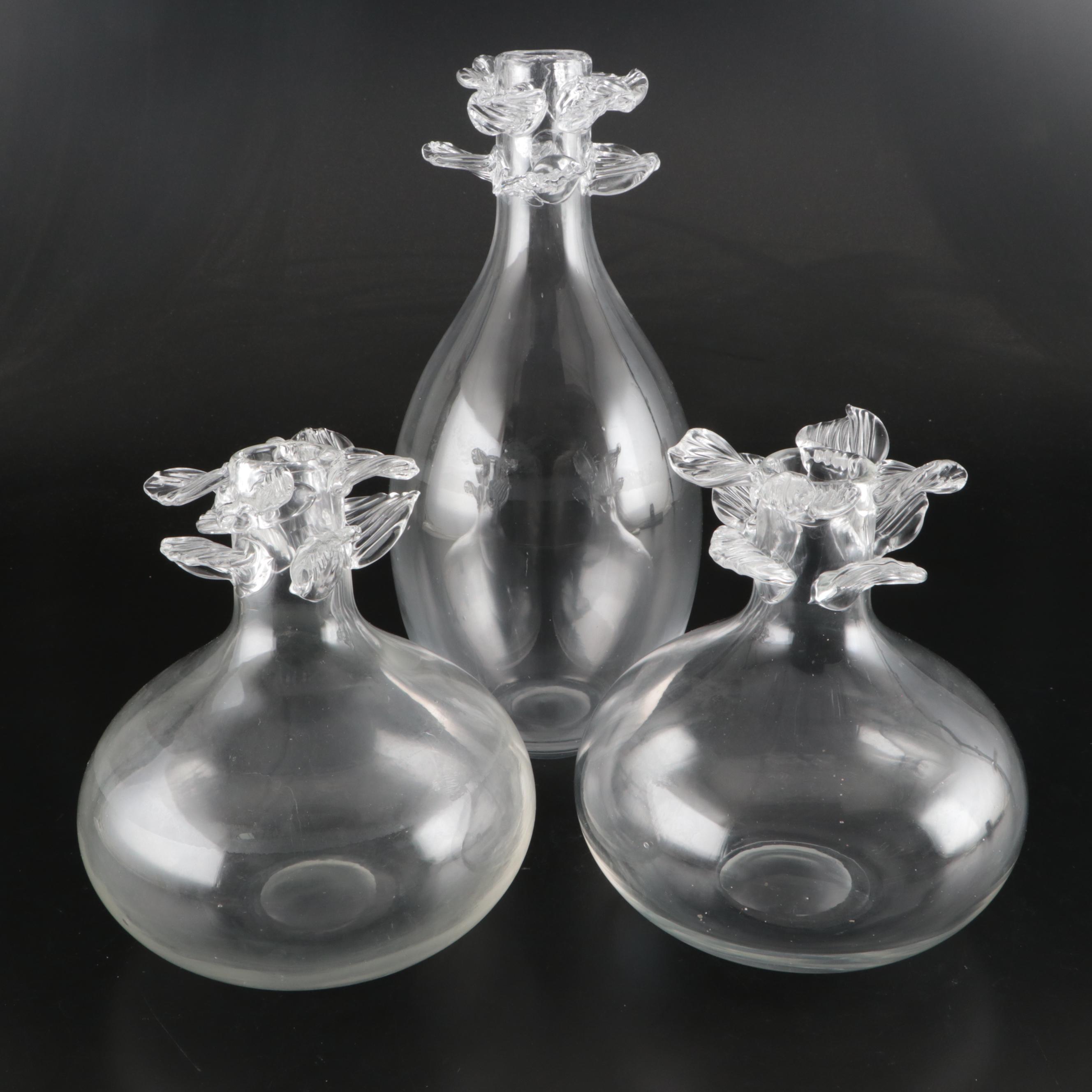 Glass Vases with Foliage Accents