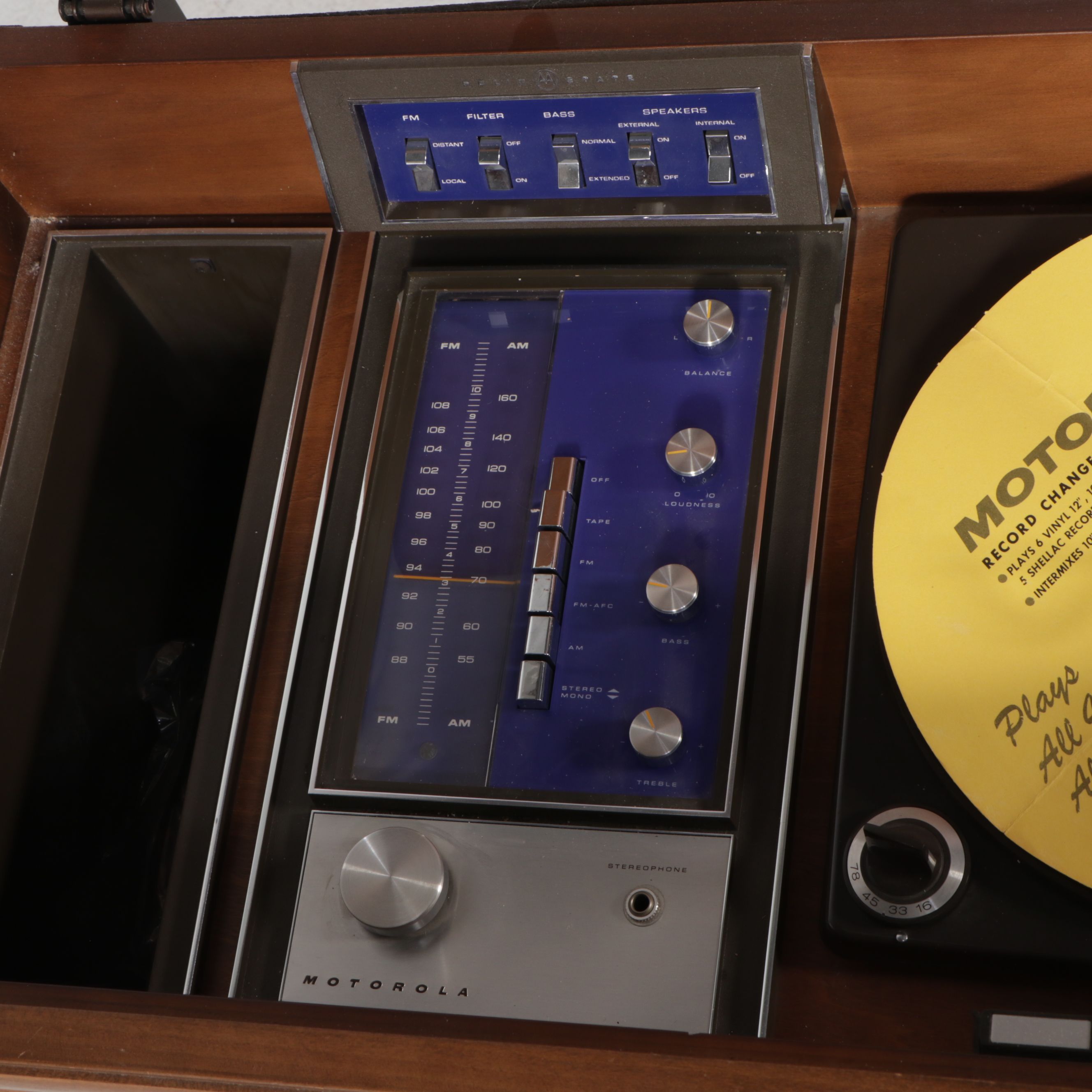 Motorola Solid State Walnut Console Stereo Record Player