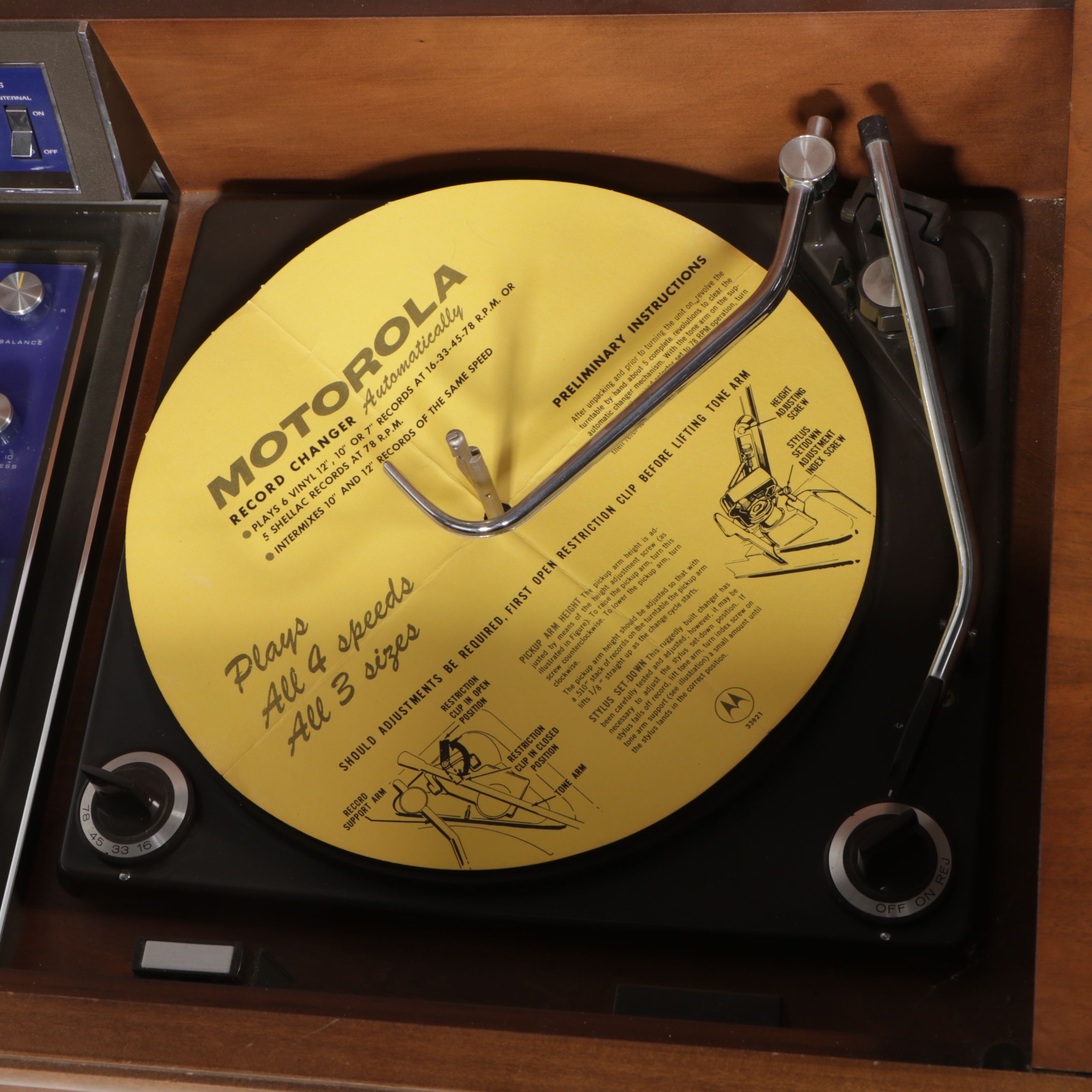 Motorola Solid State Walnut Console Stereo Record Player