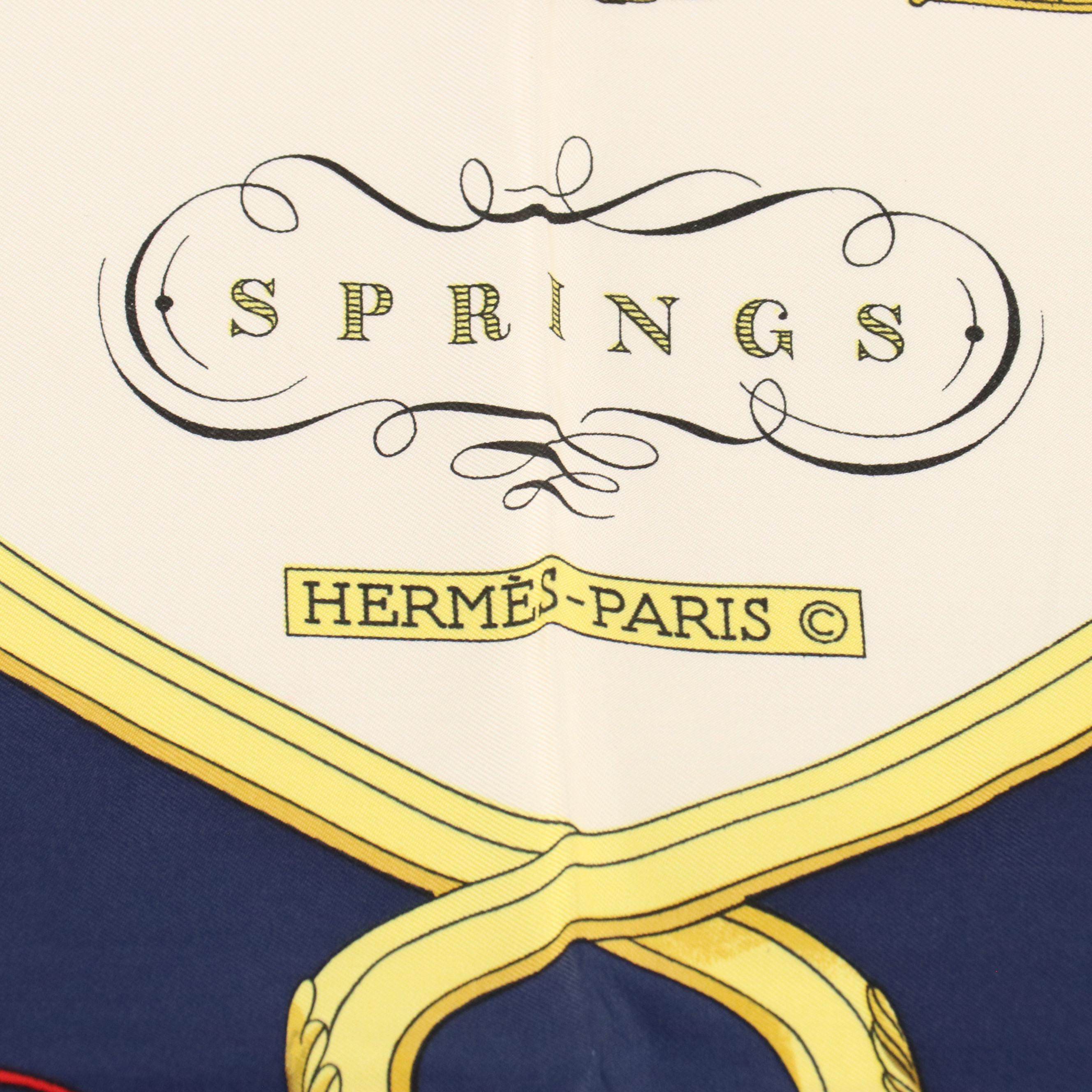 Hermès Early Issue "Springs" Silk Twill Scarf 90