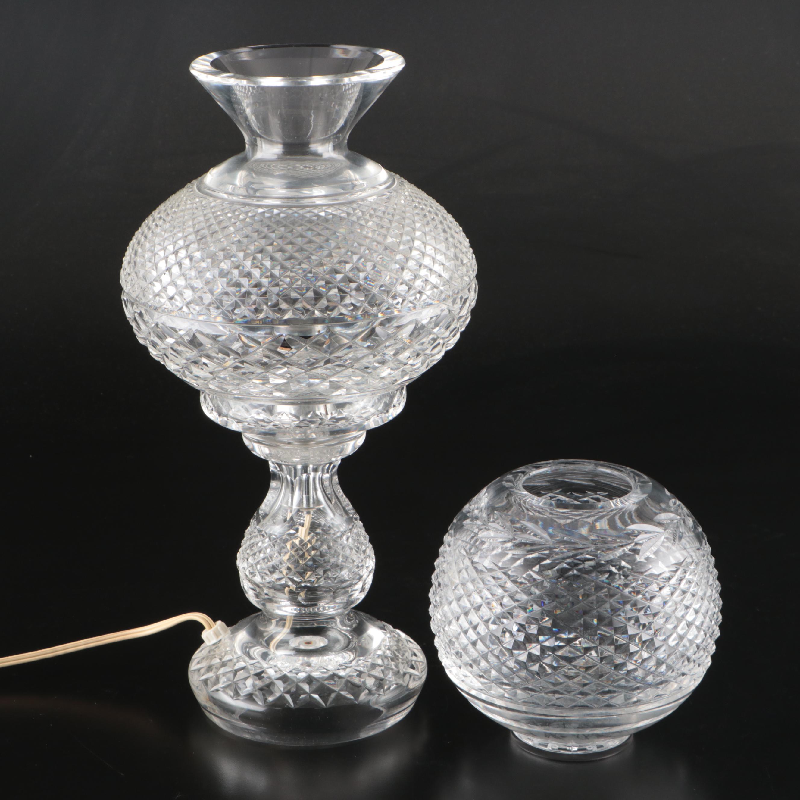 Crystal Table Lamp with Waterford Crystal Rose Bowl