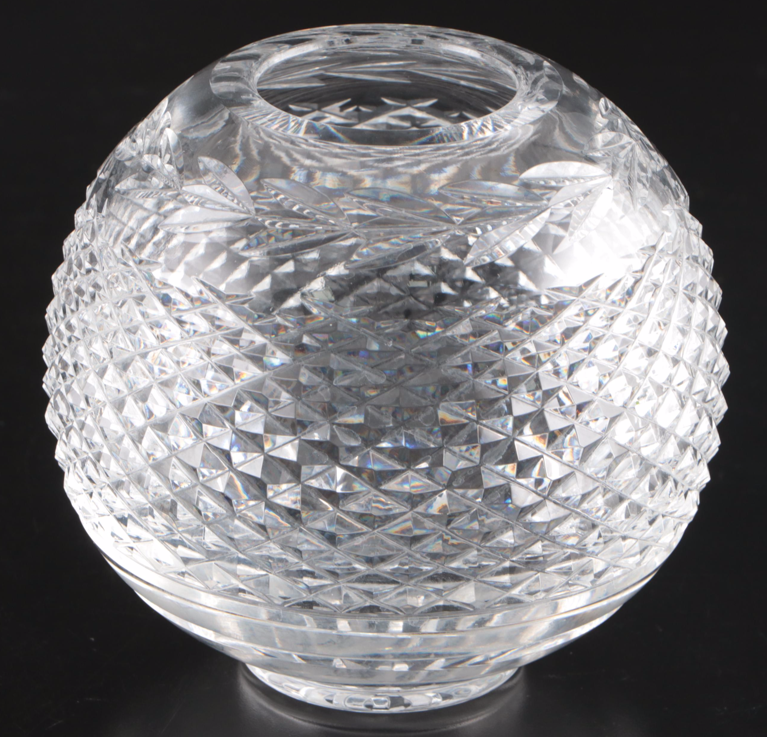 Crystal Table Lamp with Waterford Crystal Rose Bowl