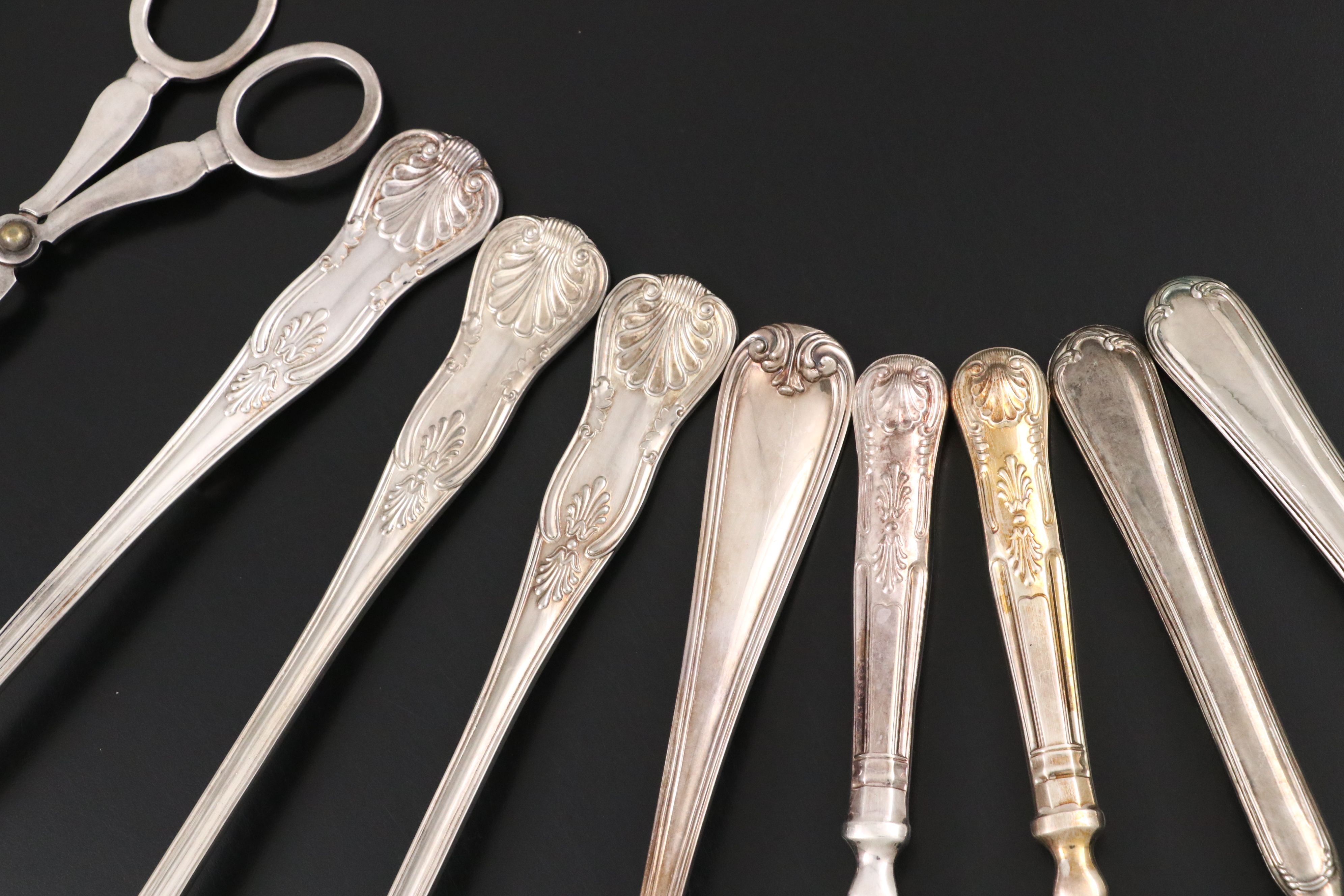 Crescent Silver Plate Casserole Dish Holder with Other Serving Utensils