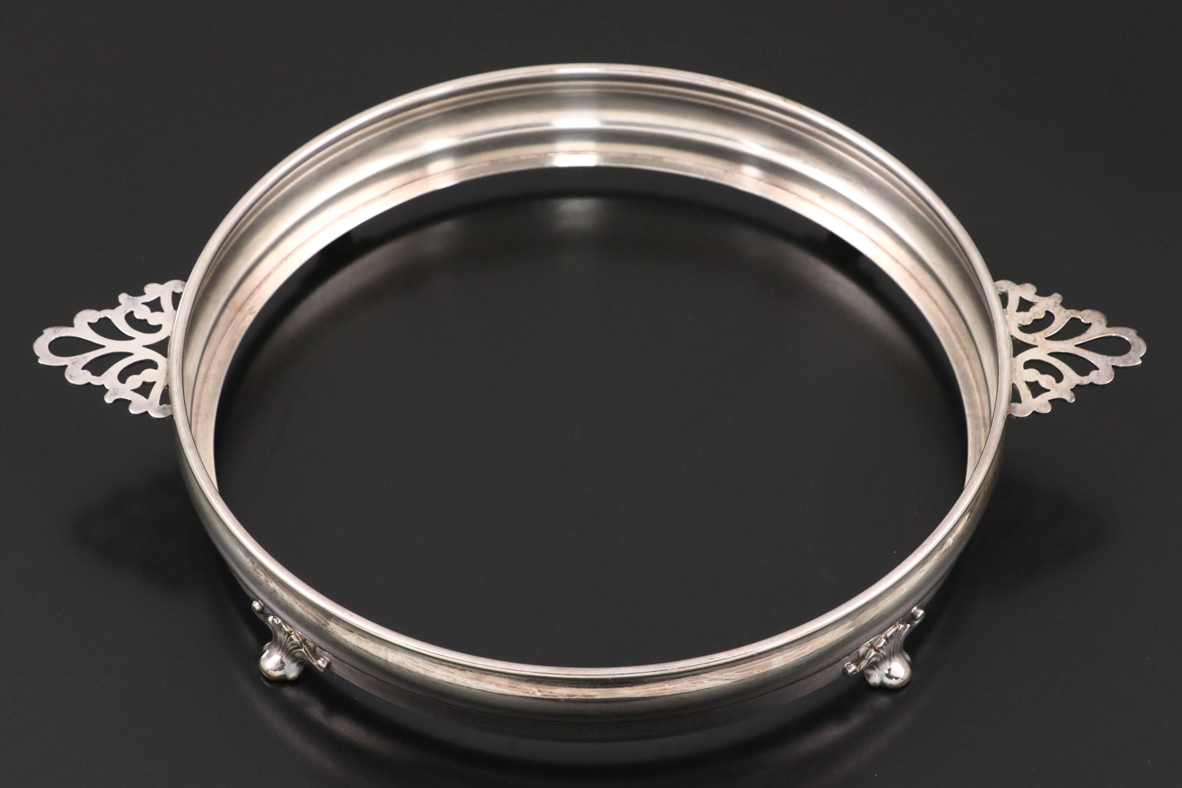 Crescent Silver Plate Casserole Dish Holder with Other Serving Utensils