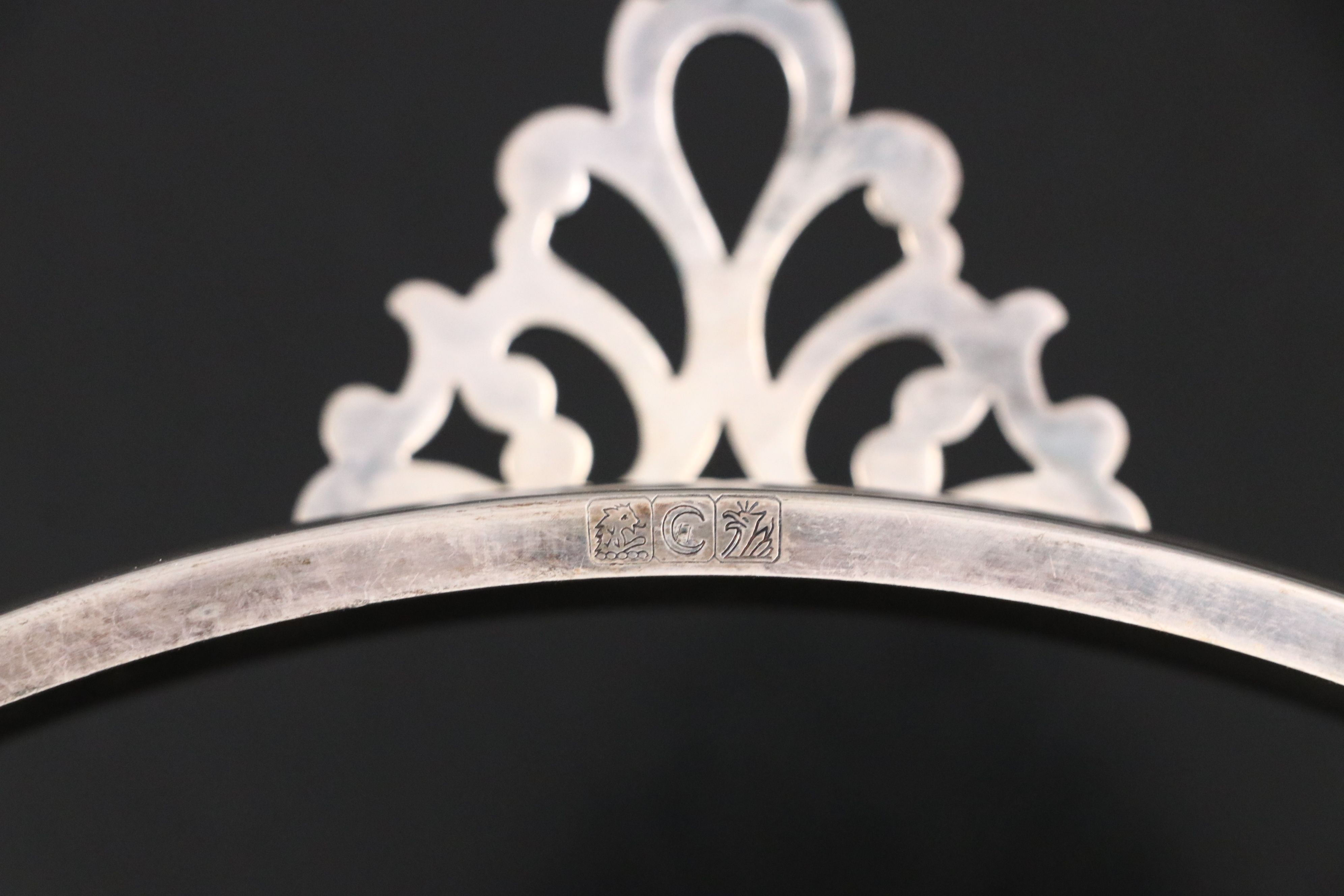 Crescent Silver Plate Casserole Dish Holder with Other Serving Utensils