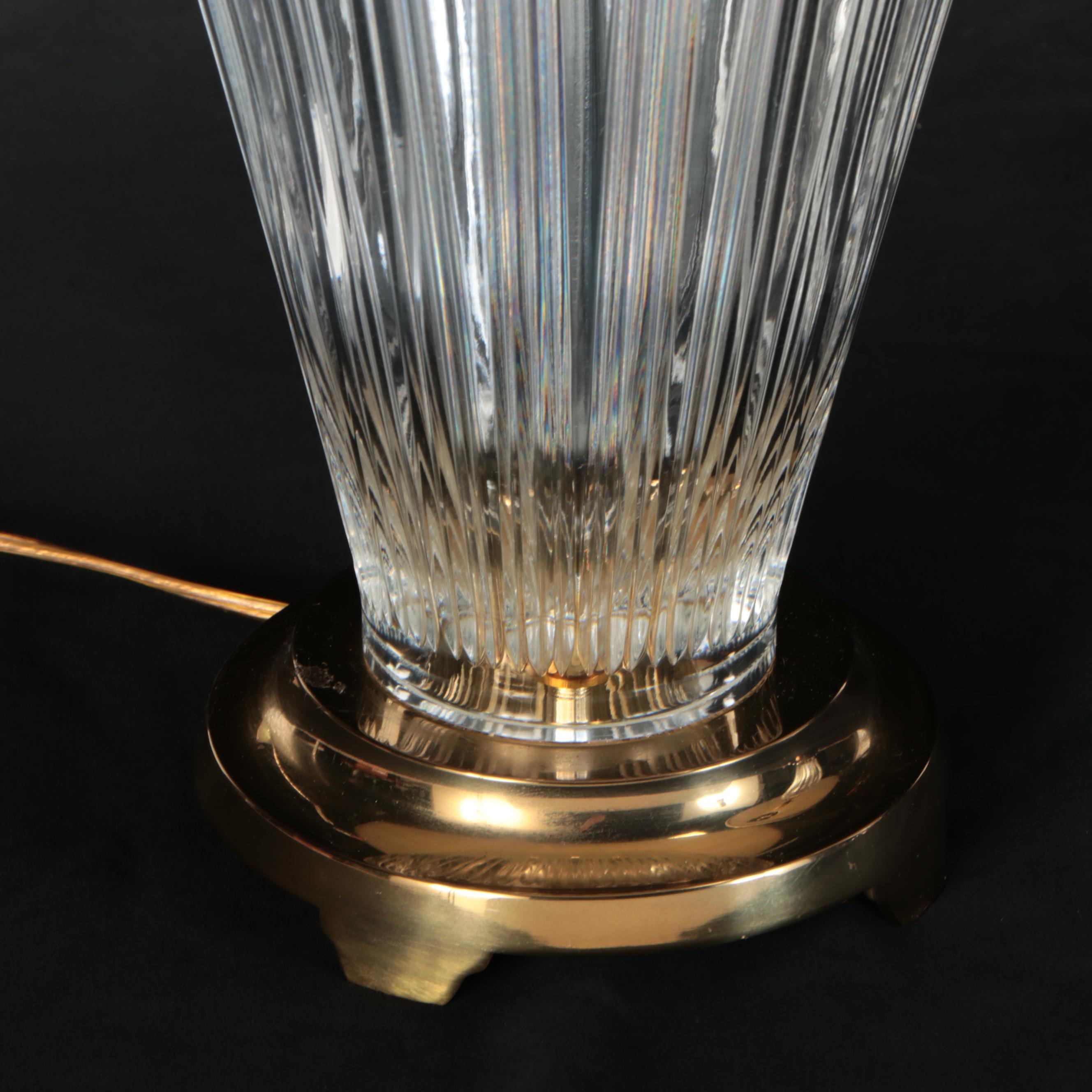 Waterford Crystal Table Lamps with Shirred Cotton Coolie Shades