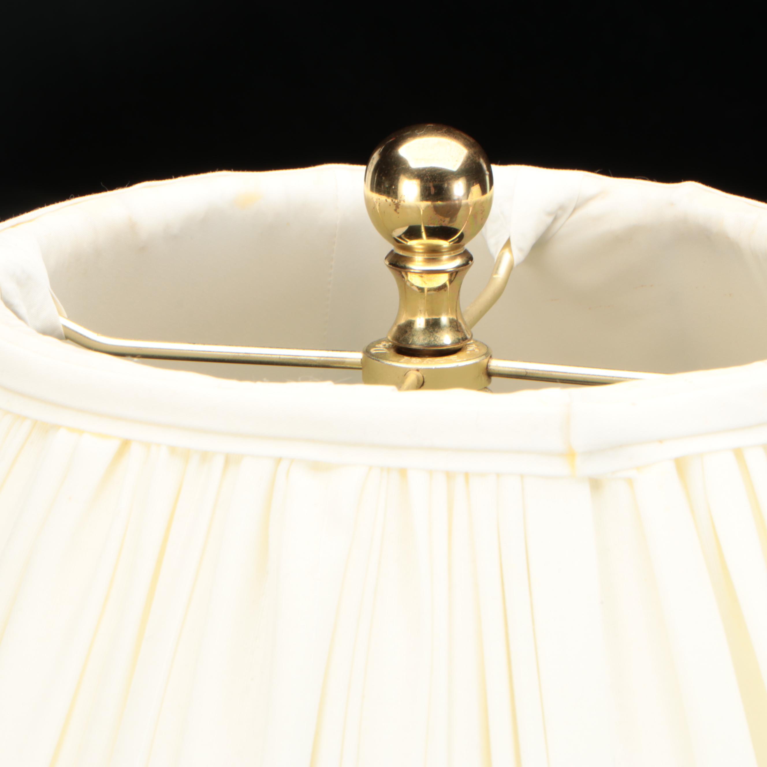 Waterford Crystal Table Lamps with Shirred Cotton Coolie Shades