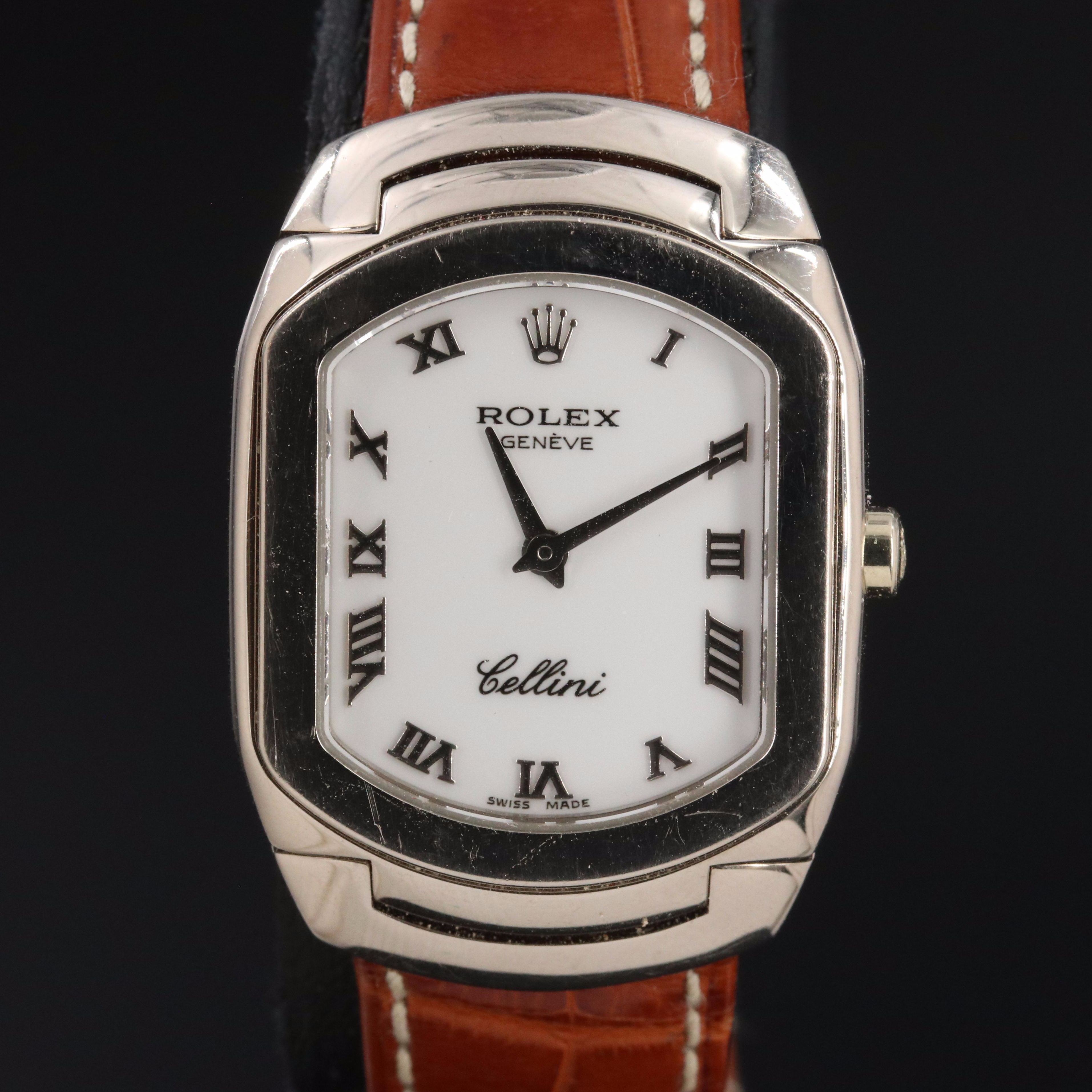 Rolex Cellini 6631 White 25mm 18K Gold Quartz Watch