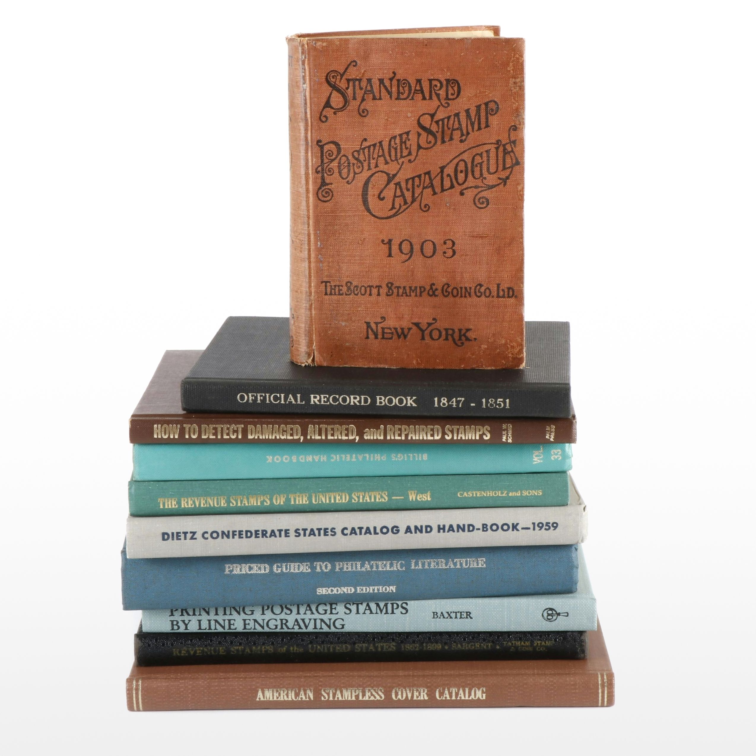 Collection of Ten Stamp Collecting Books.