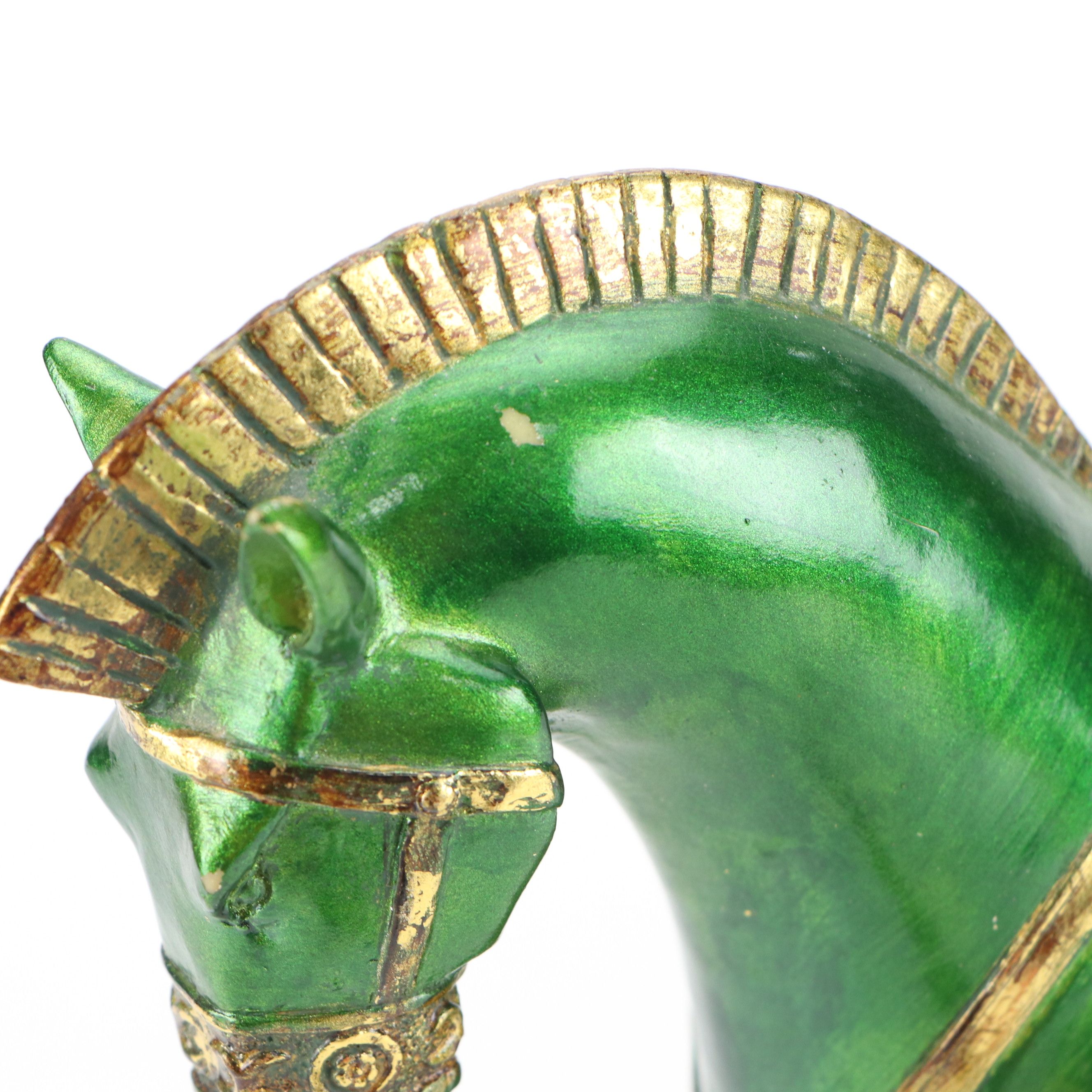 Green and Gold Finished Resin Horse Jewelry Box