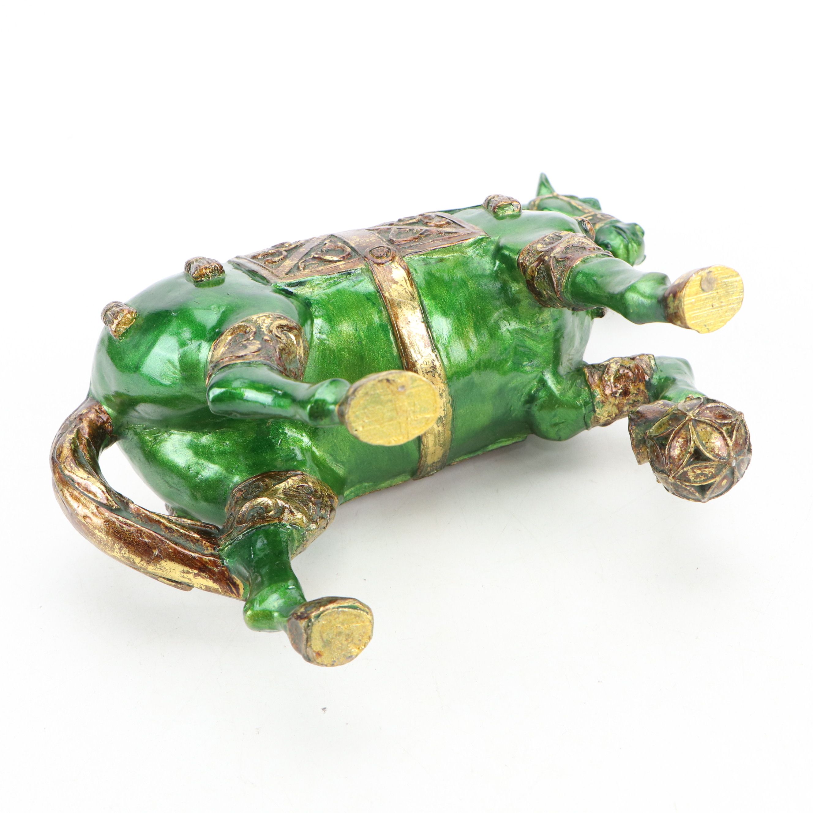 Green and Gold Finished Resin Horse Jewelry Box