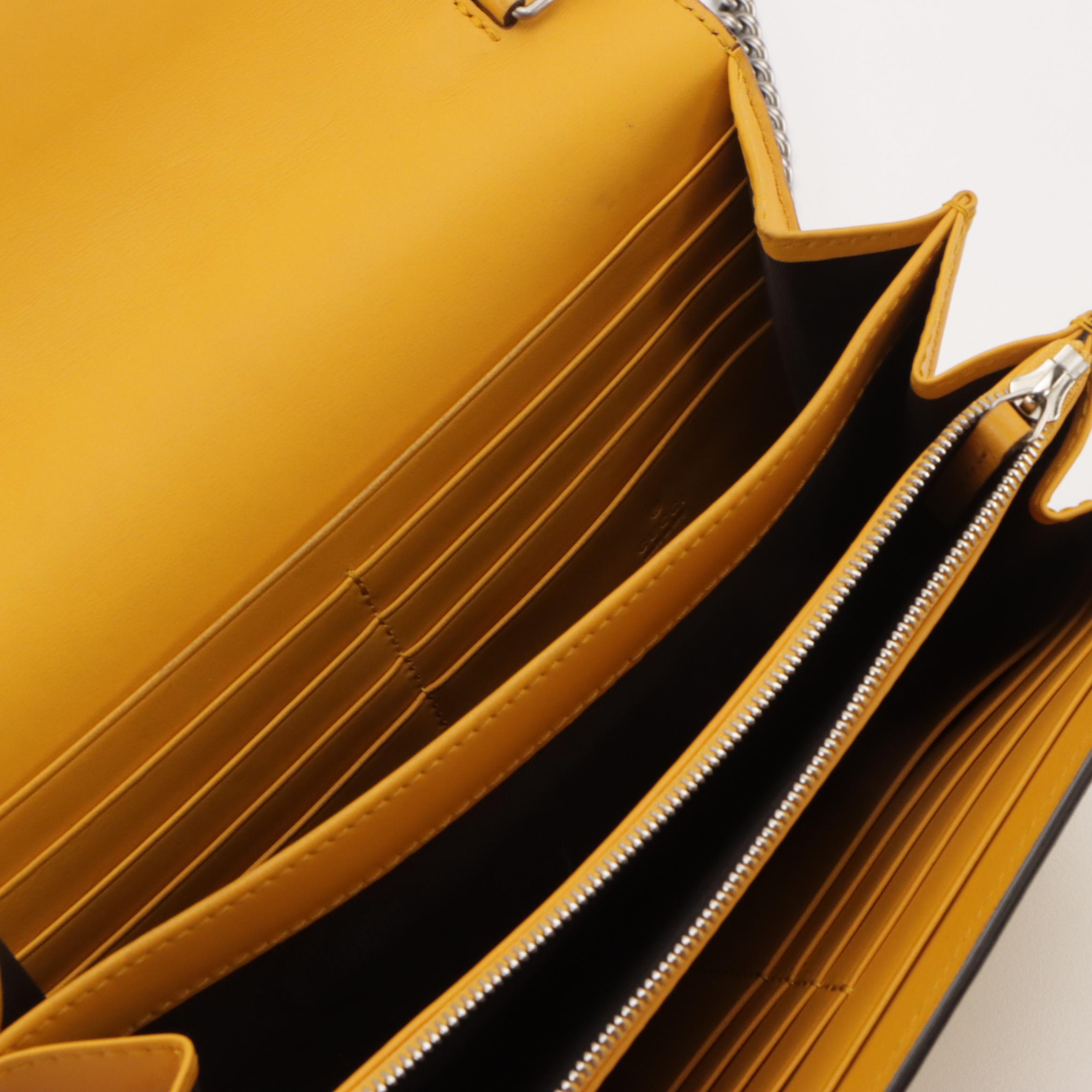 Gucci Dionysus Chain Strap Crossbody Bag in Lemon Yellow Suede and Leather