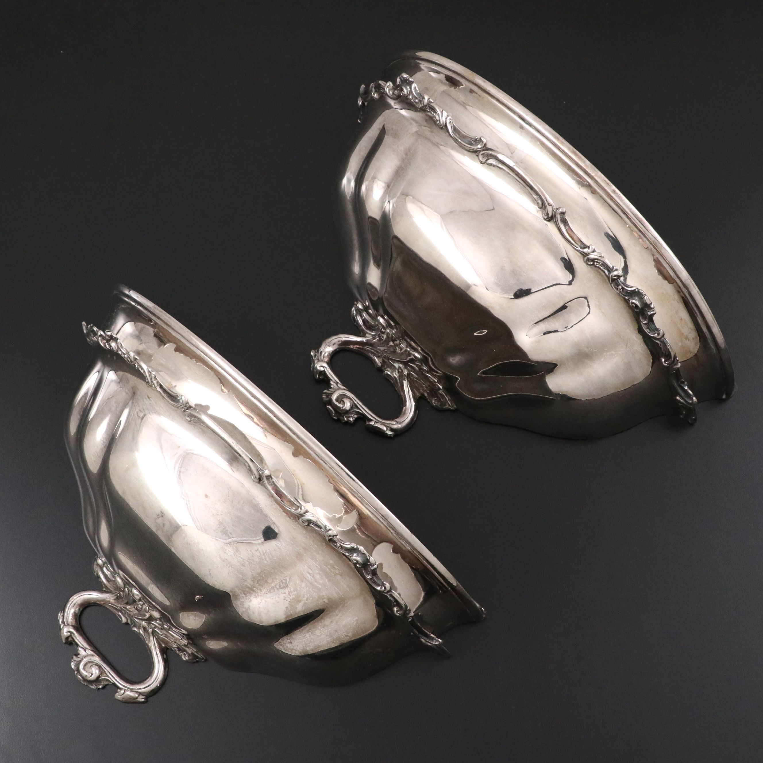 Pair of Georgian Style Silvered Metal Meat Dome Wall Pockets