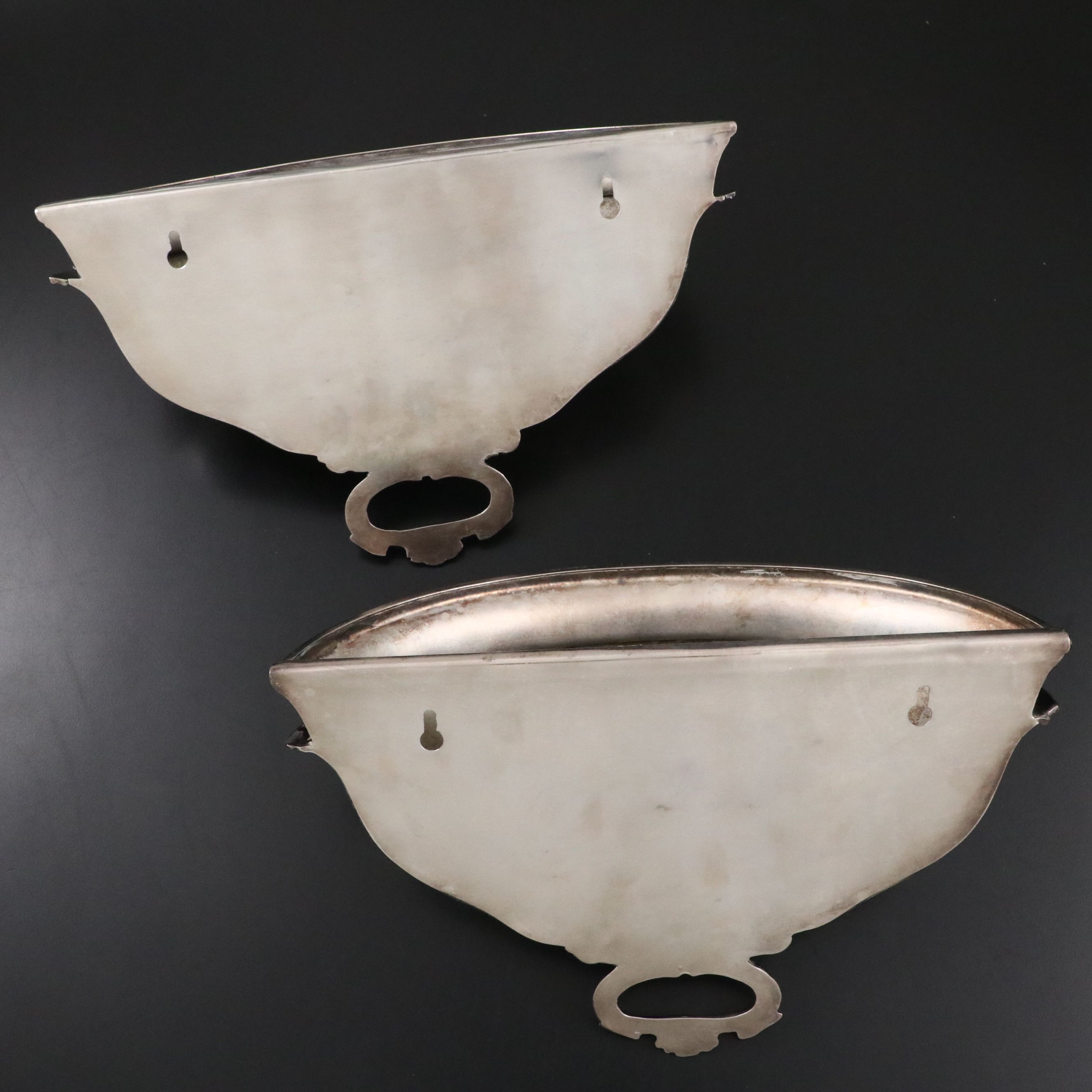 Pair of Georgian Style Silvered Metal Meat Dome Wall Pockets