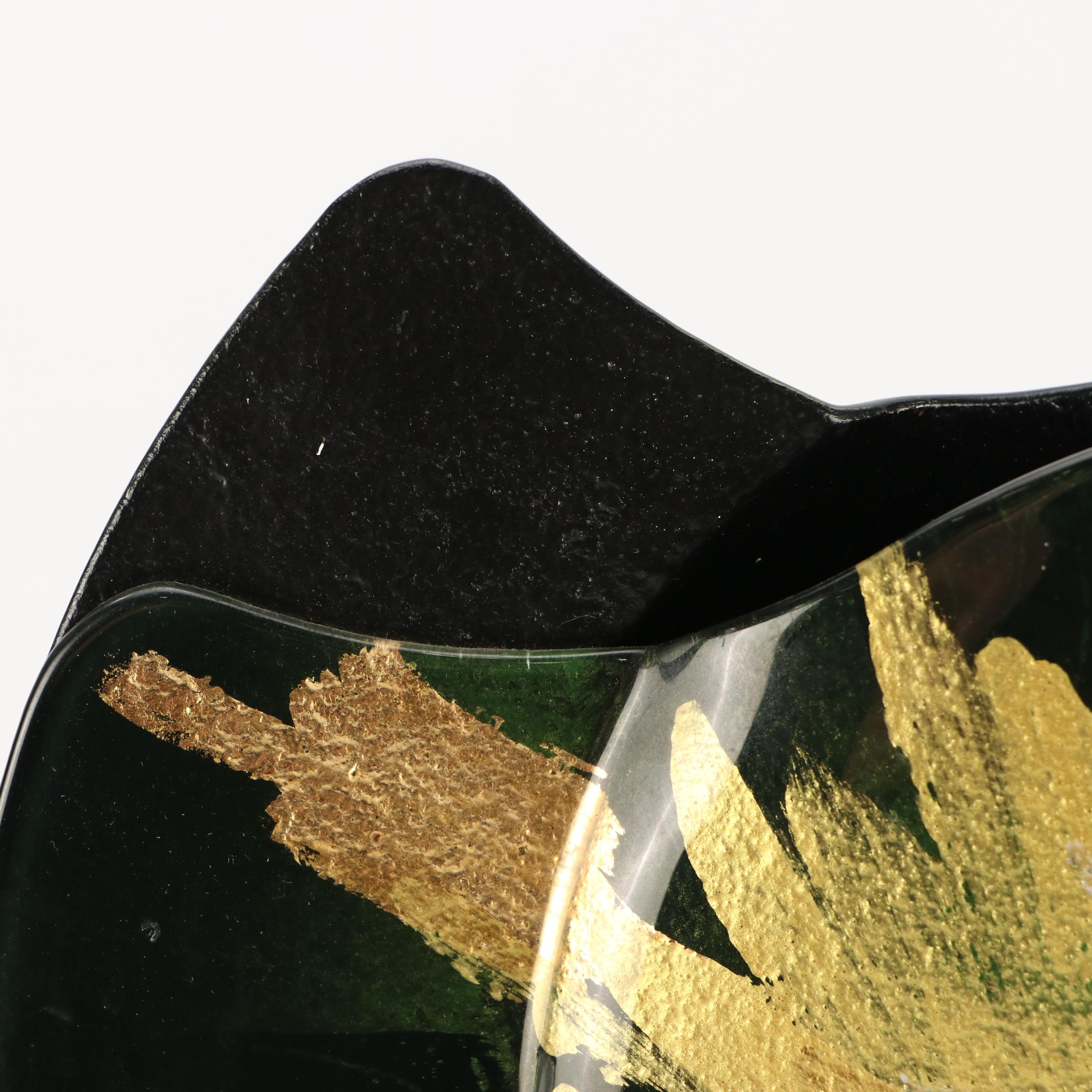 Contemporary Glass Disk Shaped Vase on Stand