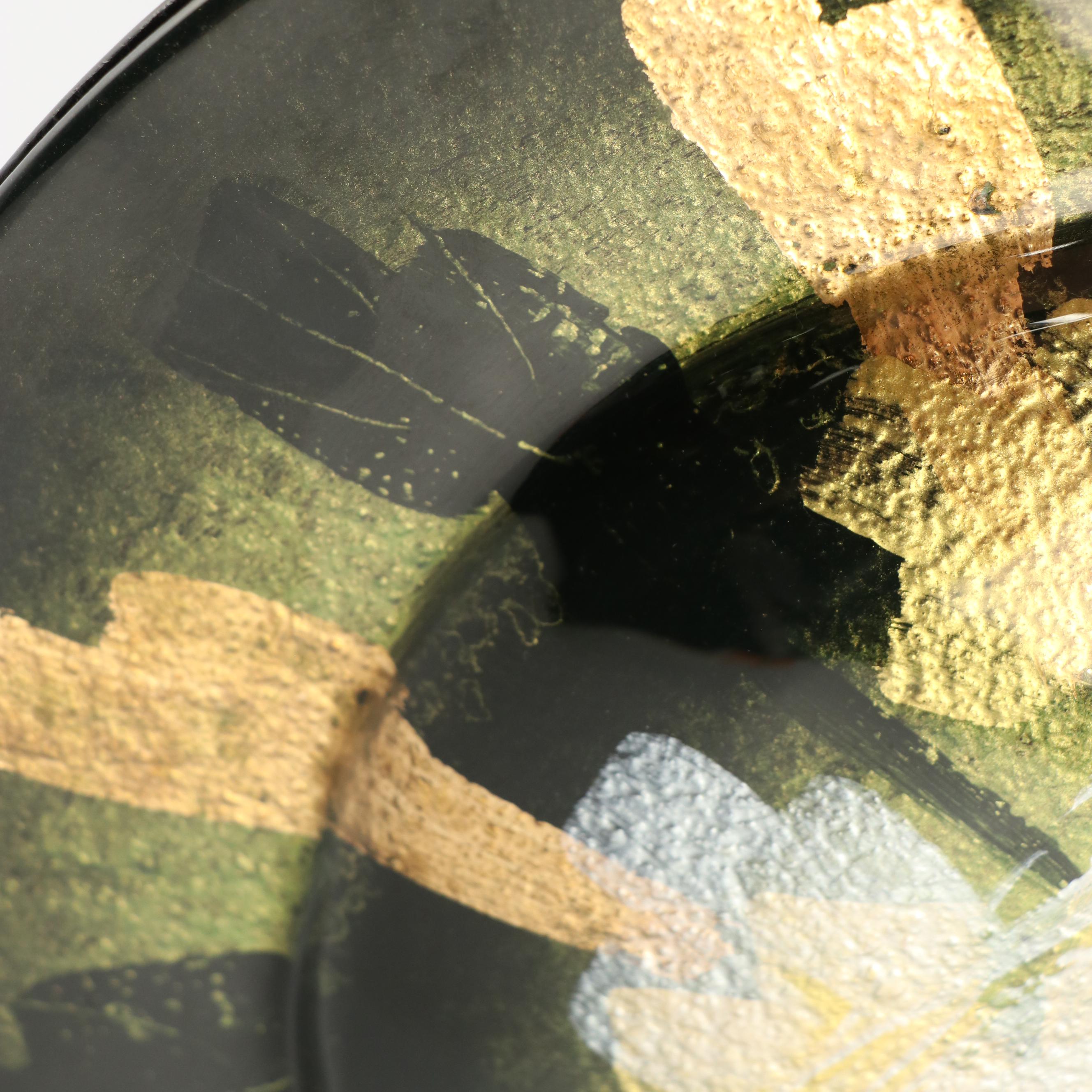 Contemporary Glass Disk Shaped Vase on Stand