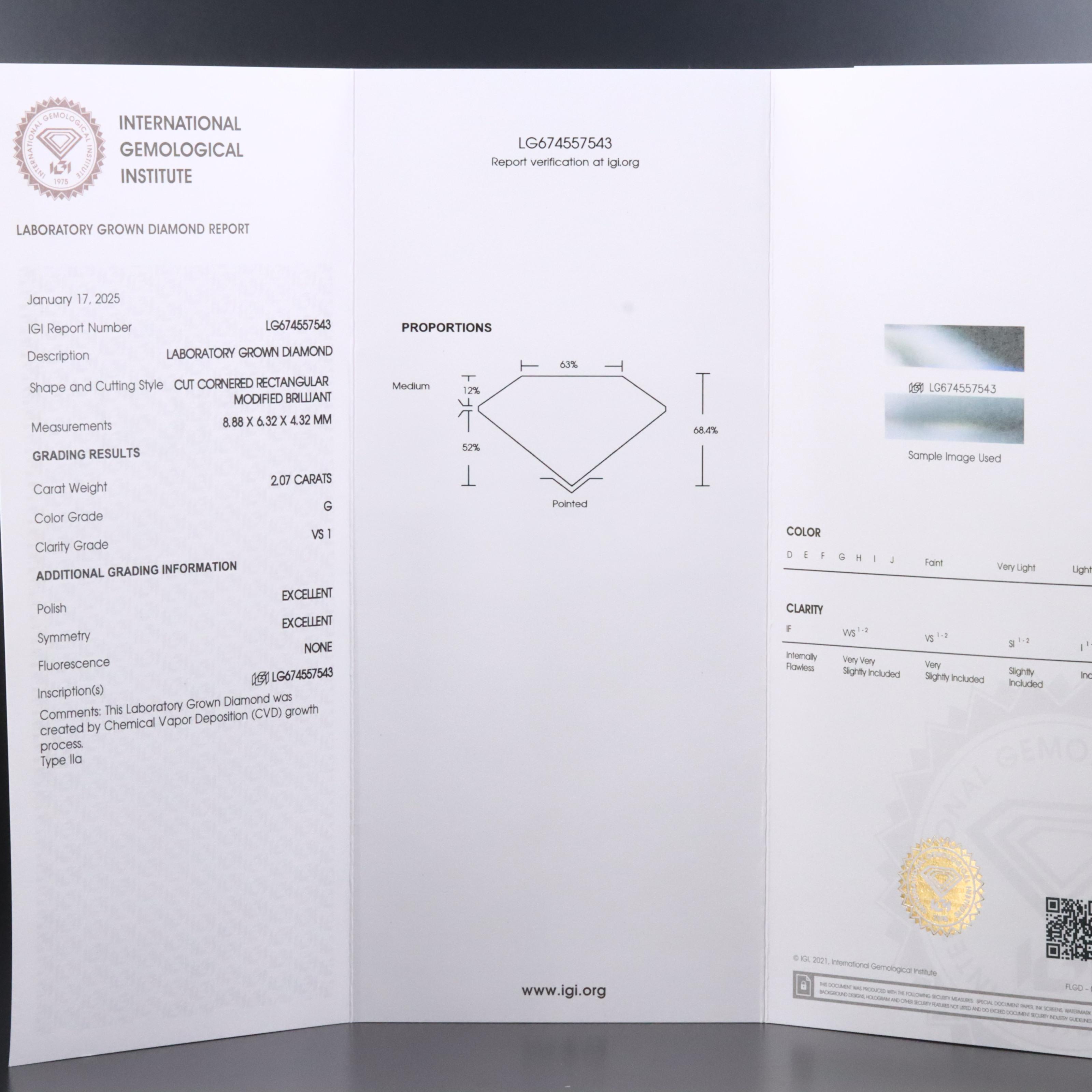Loose 4.14 CTW Lab Grown Diamond Pair with IGI Reports