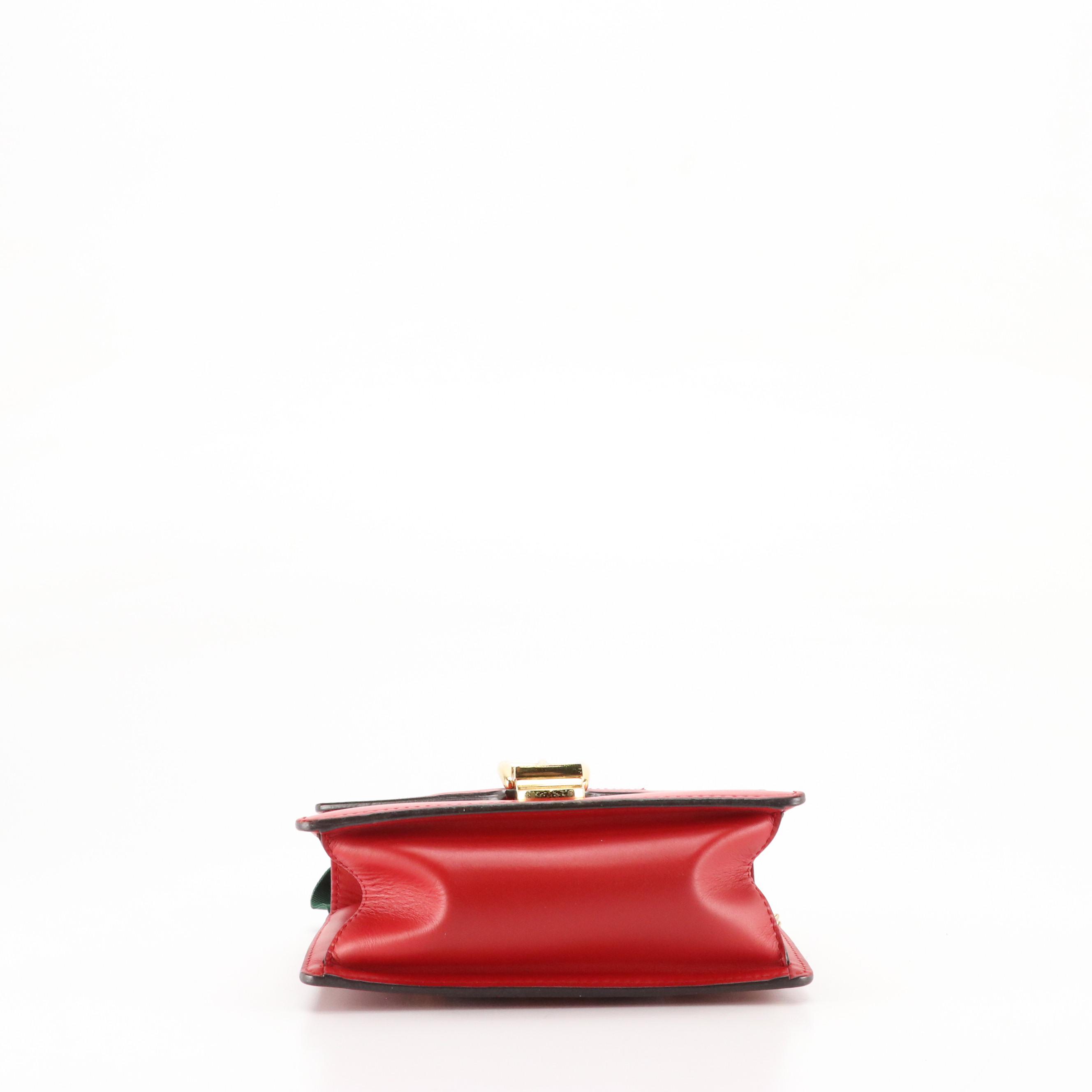 Gucci Mini Sylvie Two-Way Bag in Web Striped Red Calfskin Leather