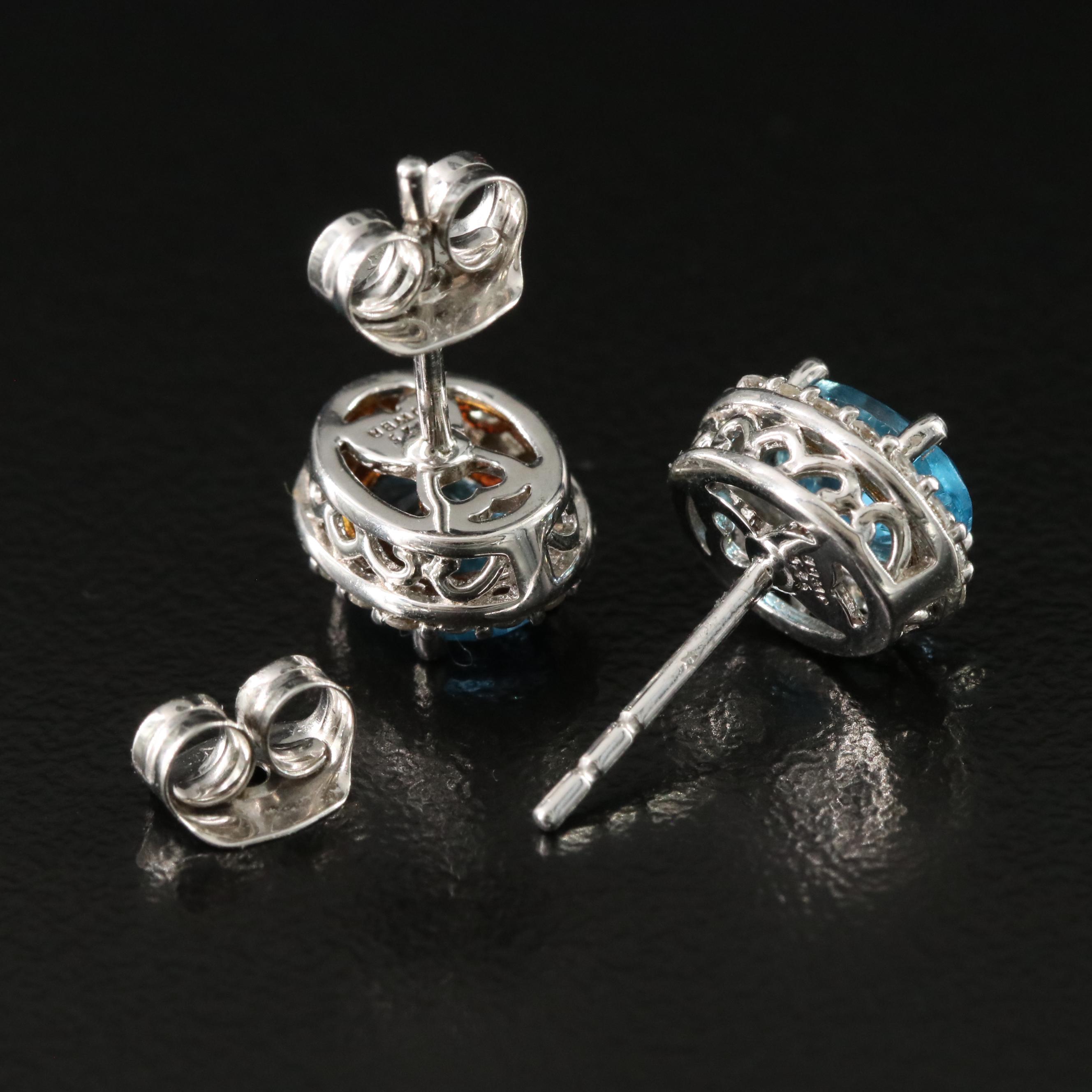 Sterling Swiss Blue Topaz and White Sapphire Earrings