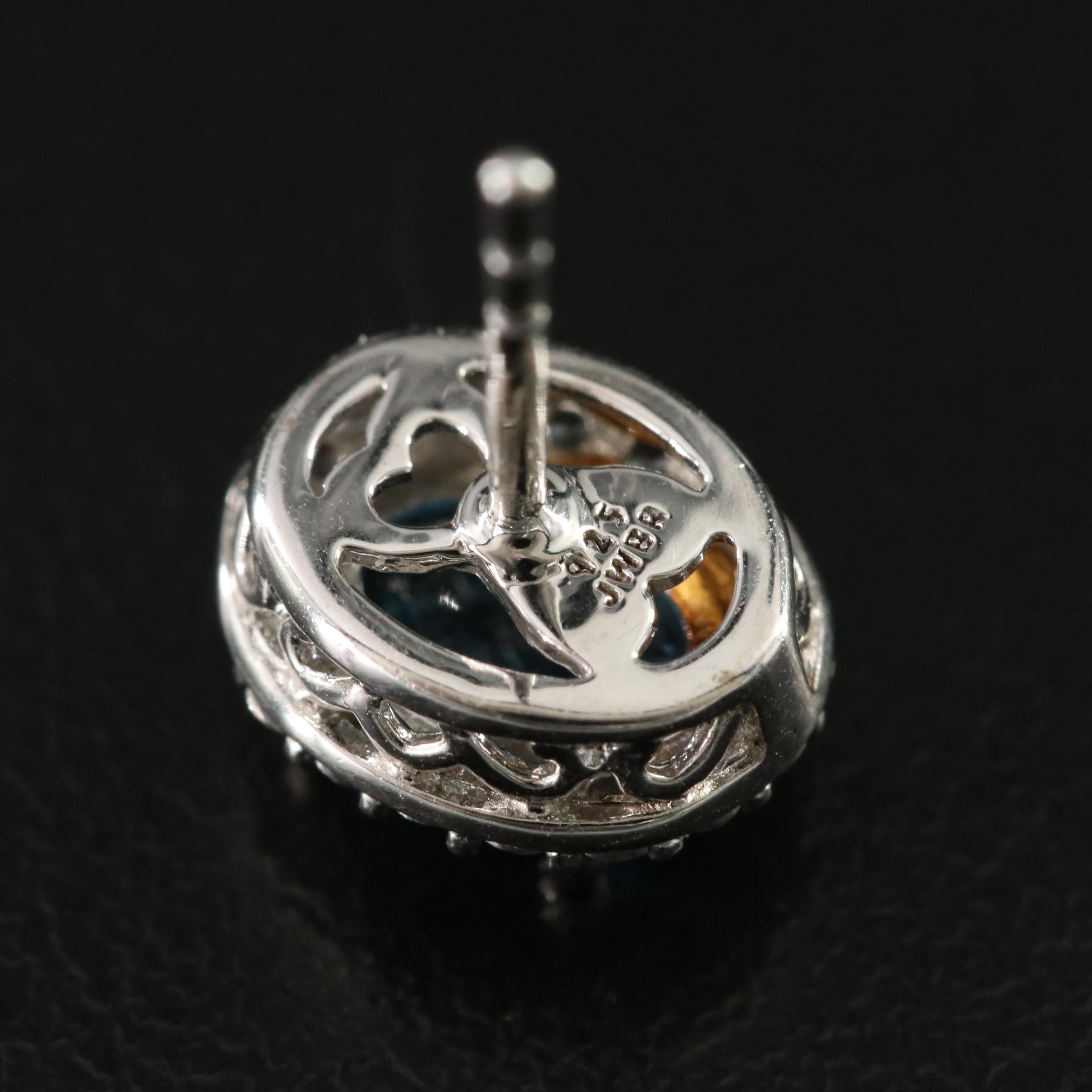 Sterling Swiss Blue Topaz and White Sapphire Earrings