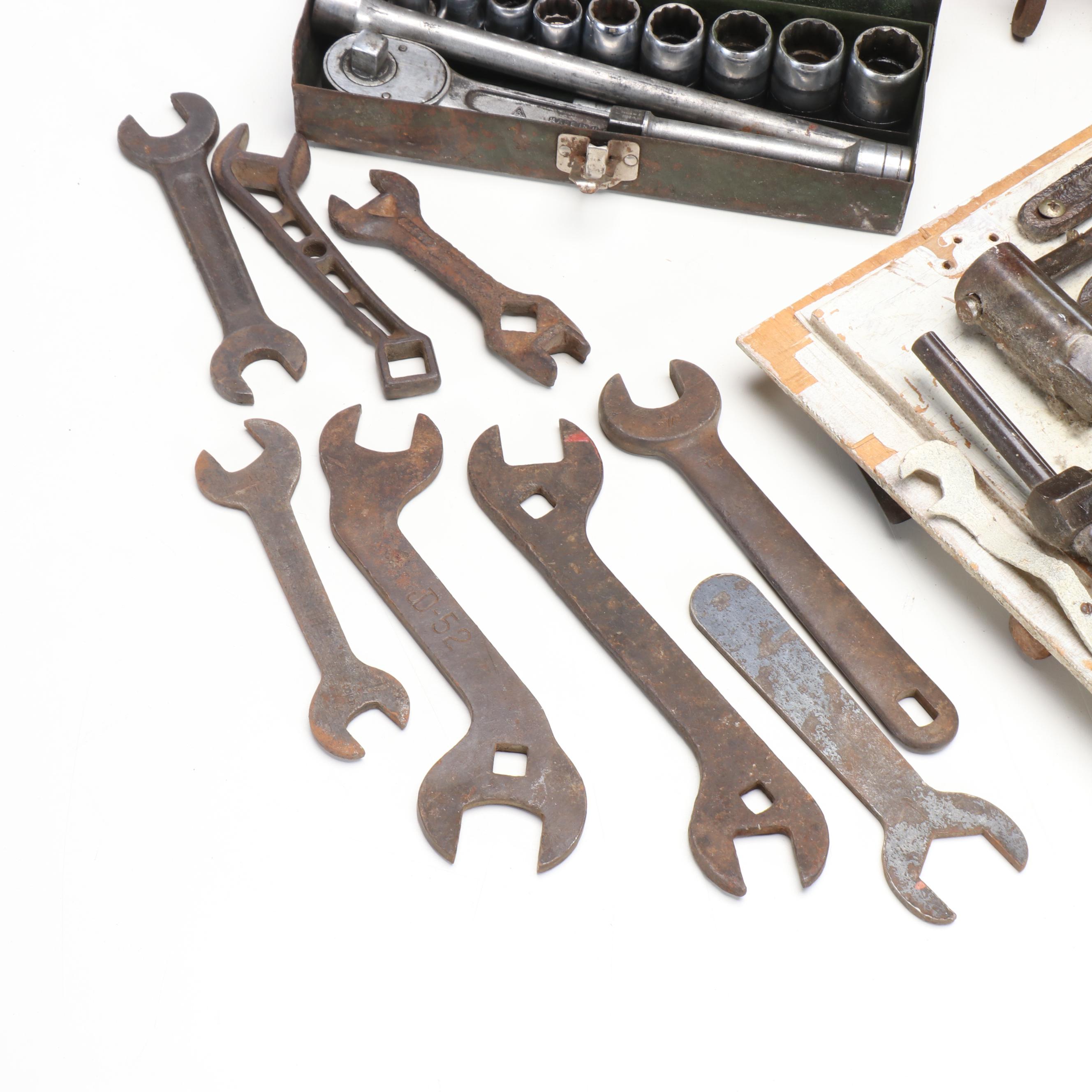 Drop Forged and Other Wrenches, Nippers, Sockets, with Tool Box and More