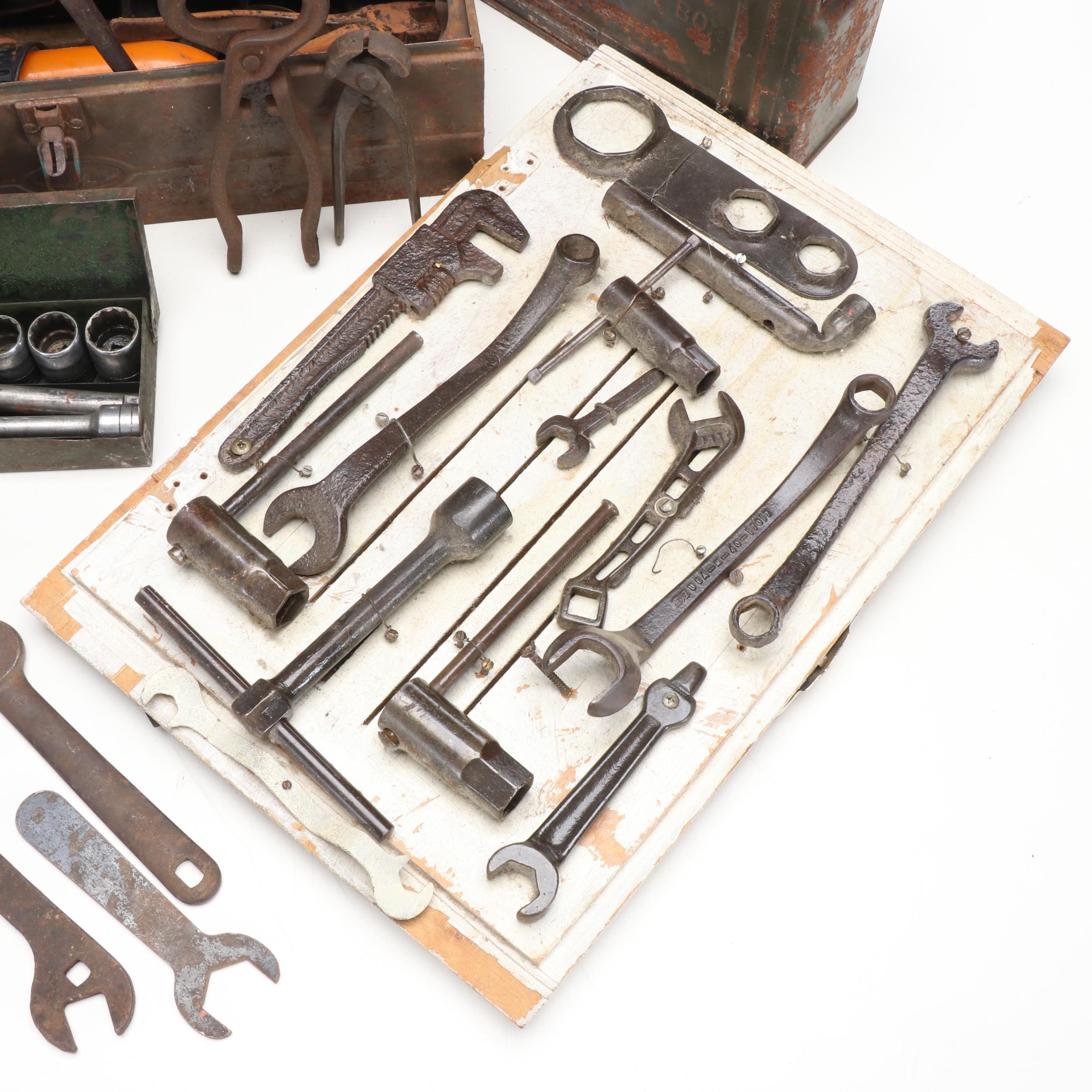 Drop Forged and Other Wrenches, Nippers, Sockets, with Tool Box and More