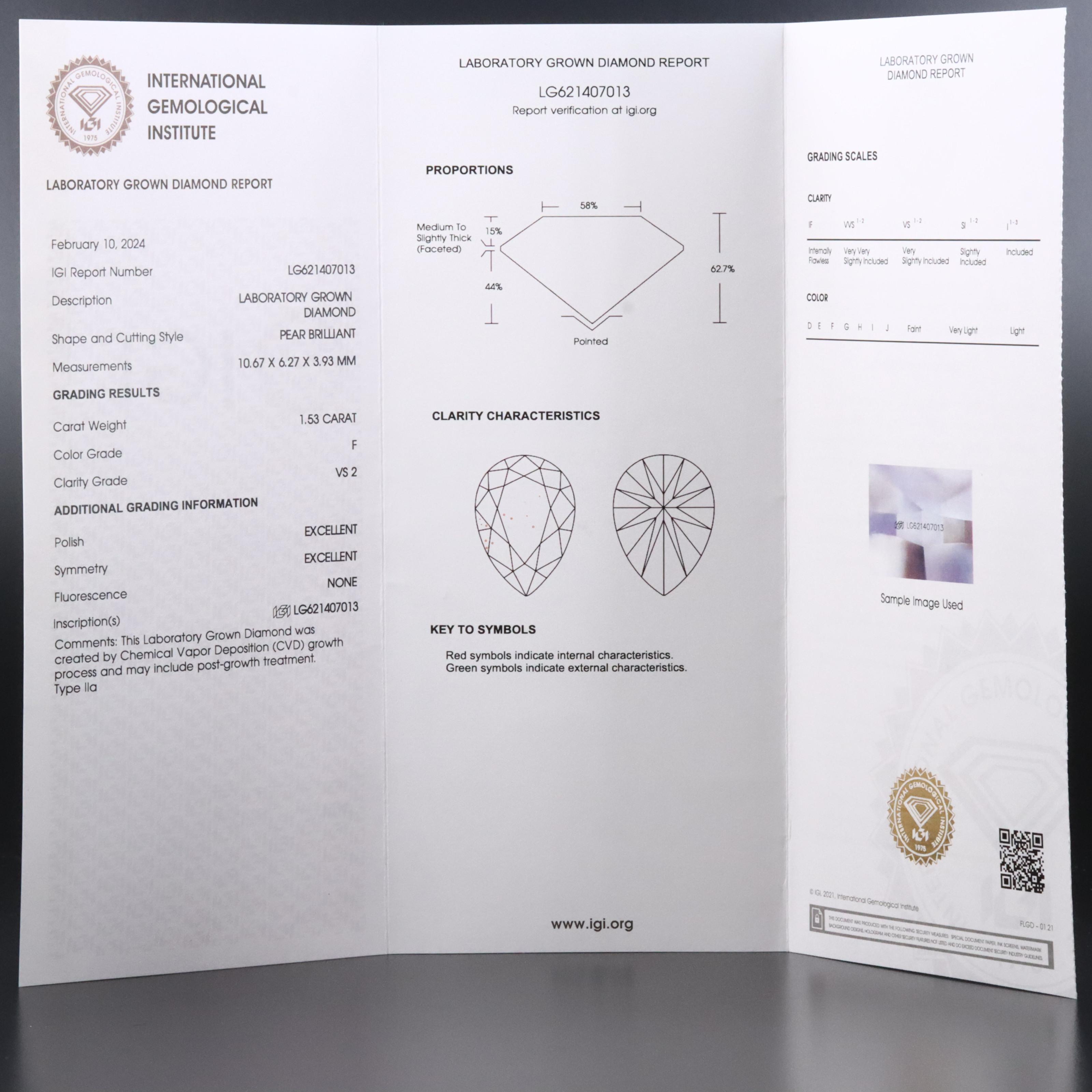 Loose 3.05 CTW Lab Grown Diamond Pair with IGI Reports