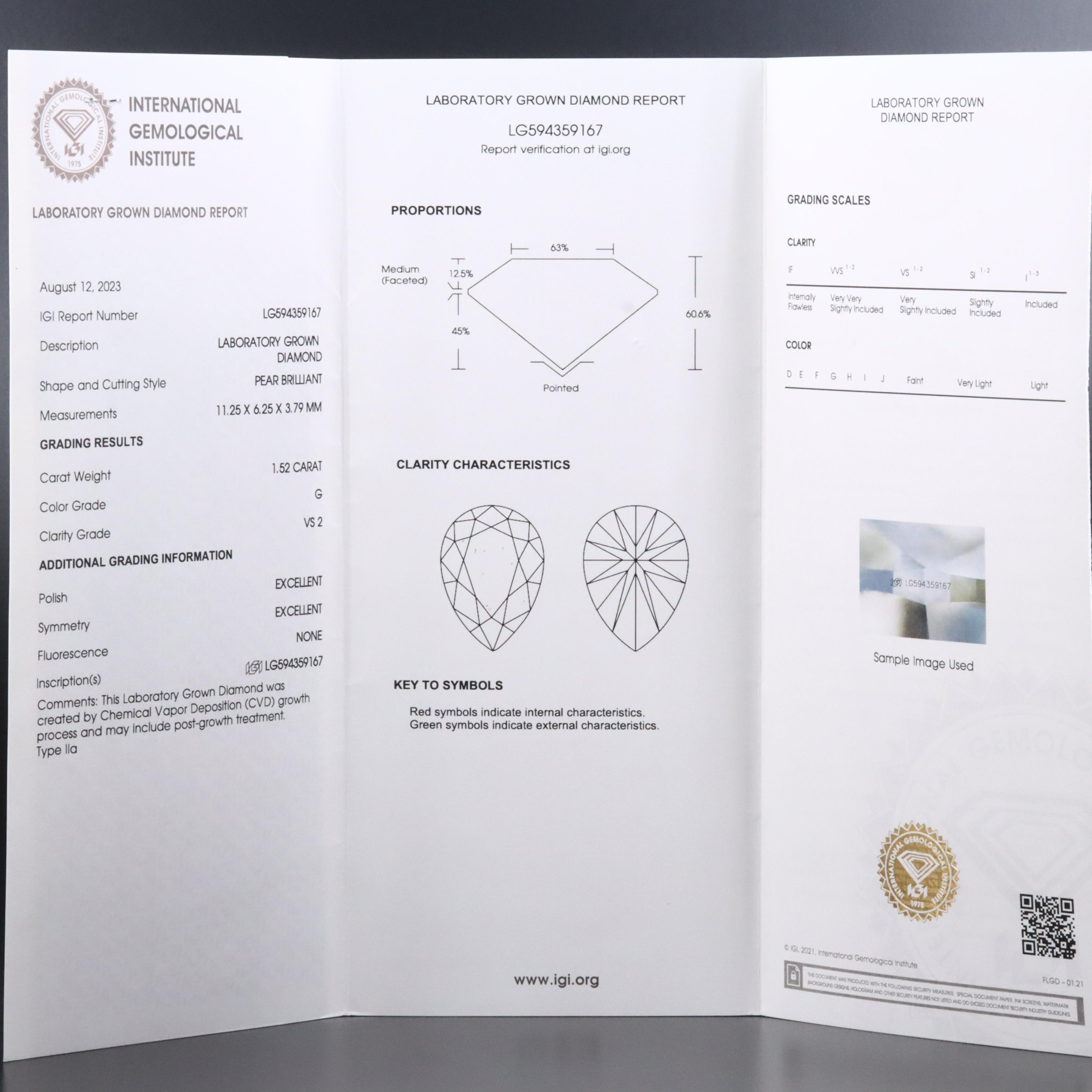 Loose 3.05 CTW Lab Grown Diamond Pair with IGI Reports