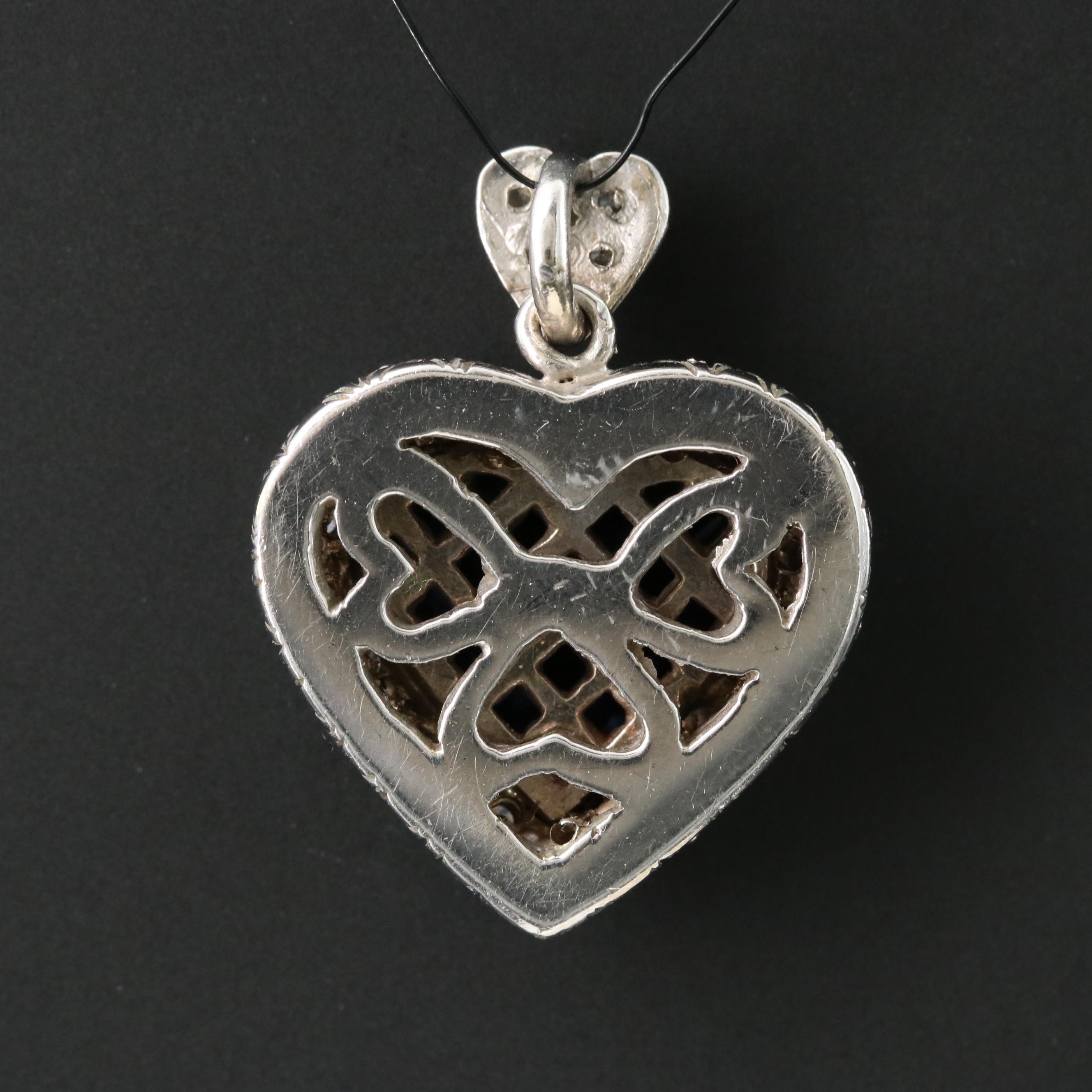18K Sapphire and 1.03 CTW Diamond Heart Pendant with 14K Bail