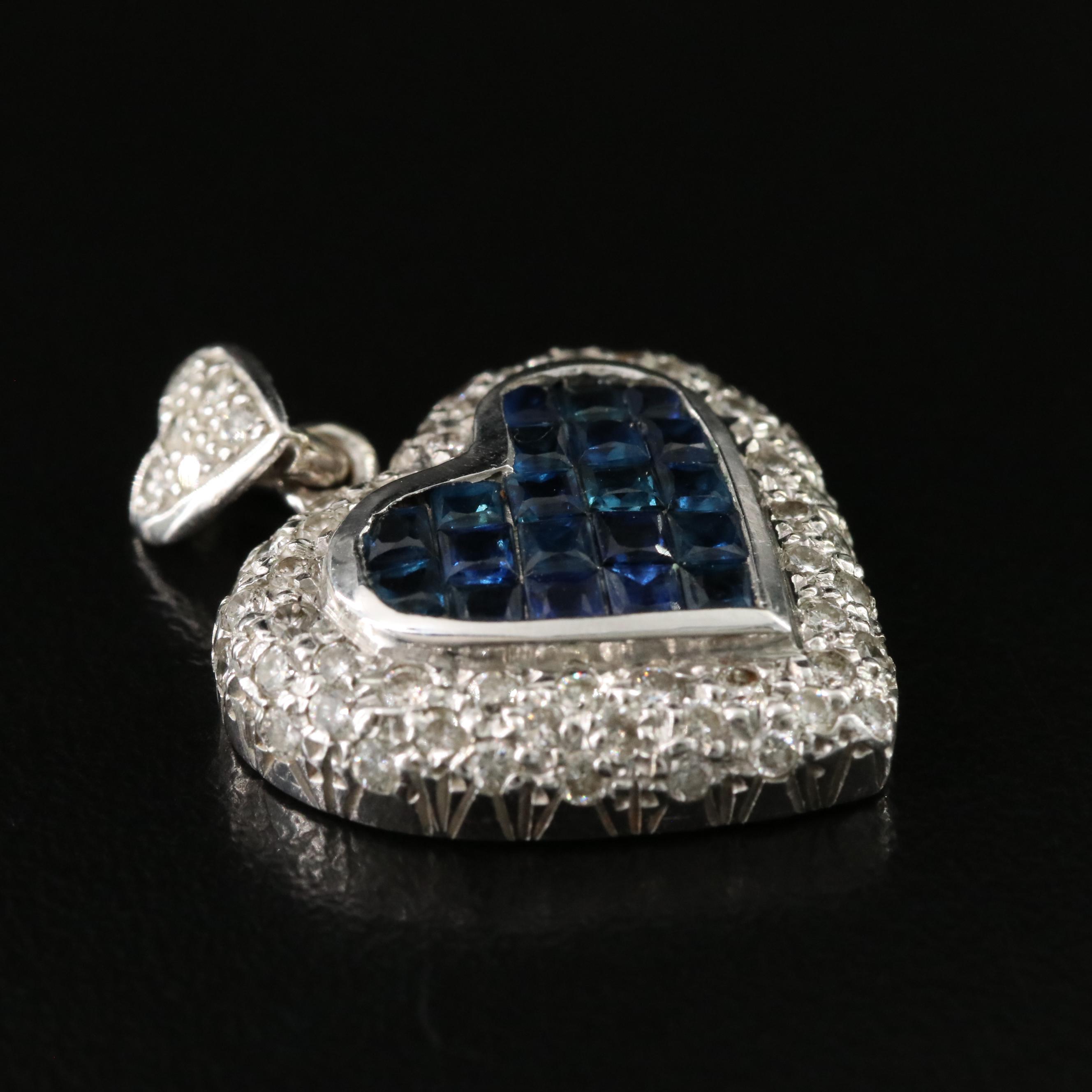 18K Sapphire and 1.03 CTW Diamond Heart Pendant with 14K Bail