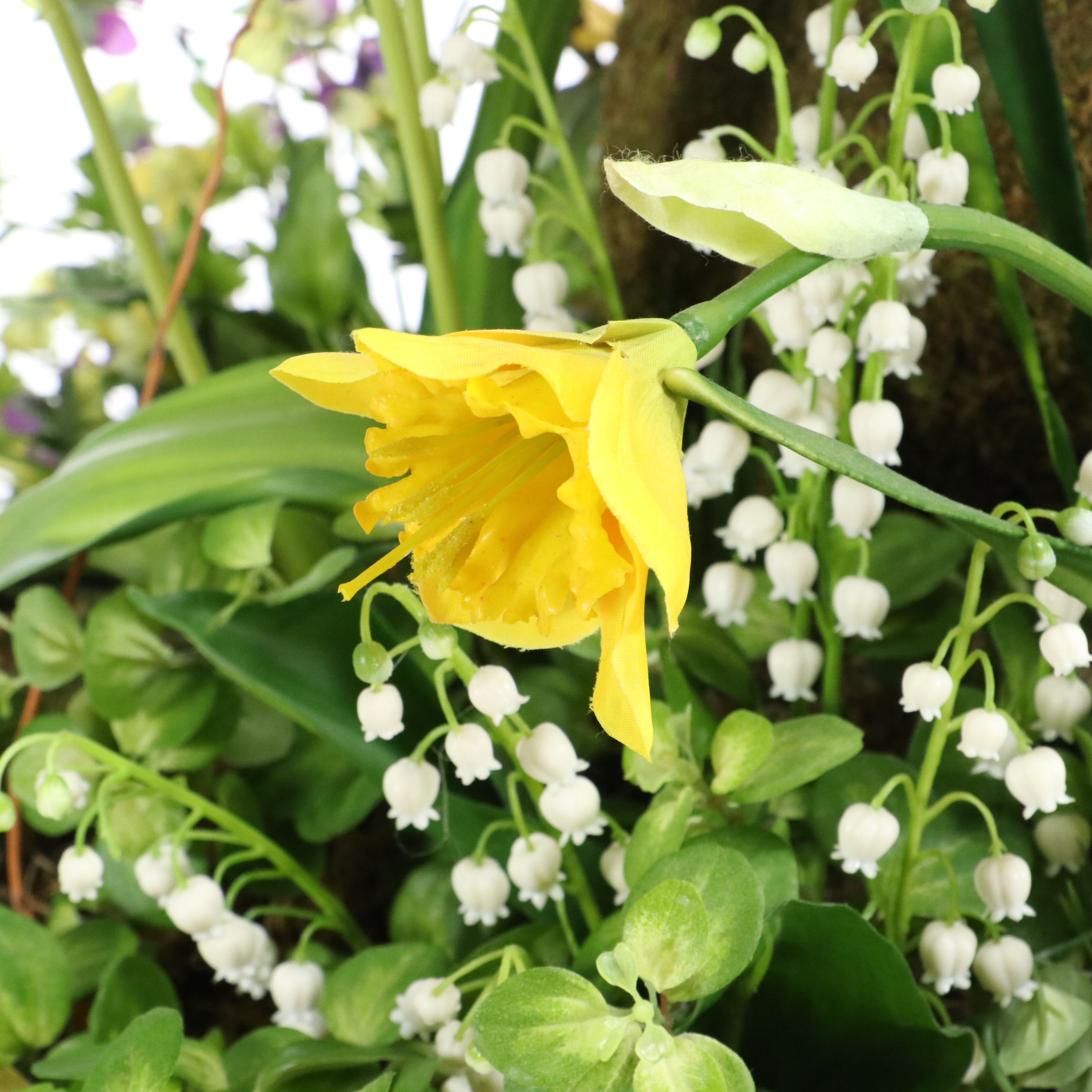 Spring Themed Artificial Rabbit Topiaries and Flower Centerpiece Bouquet