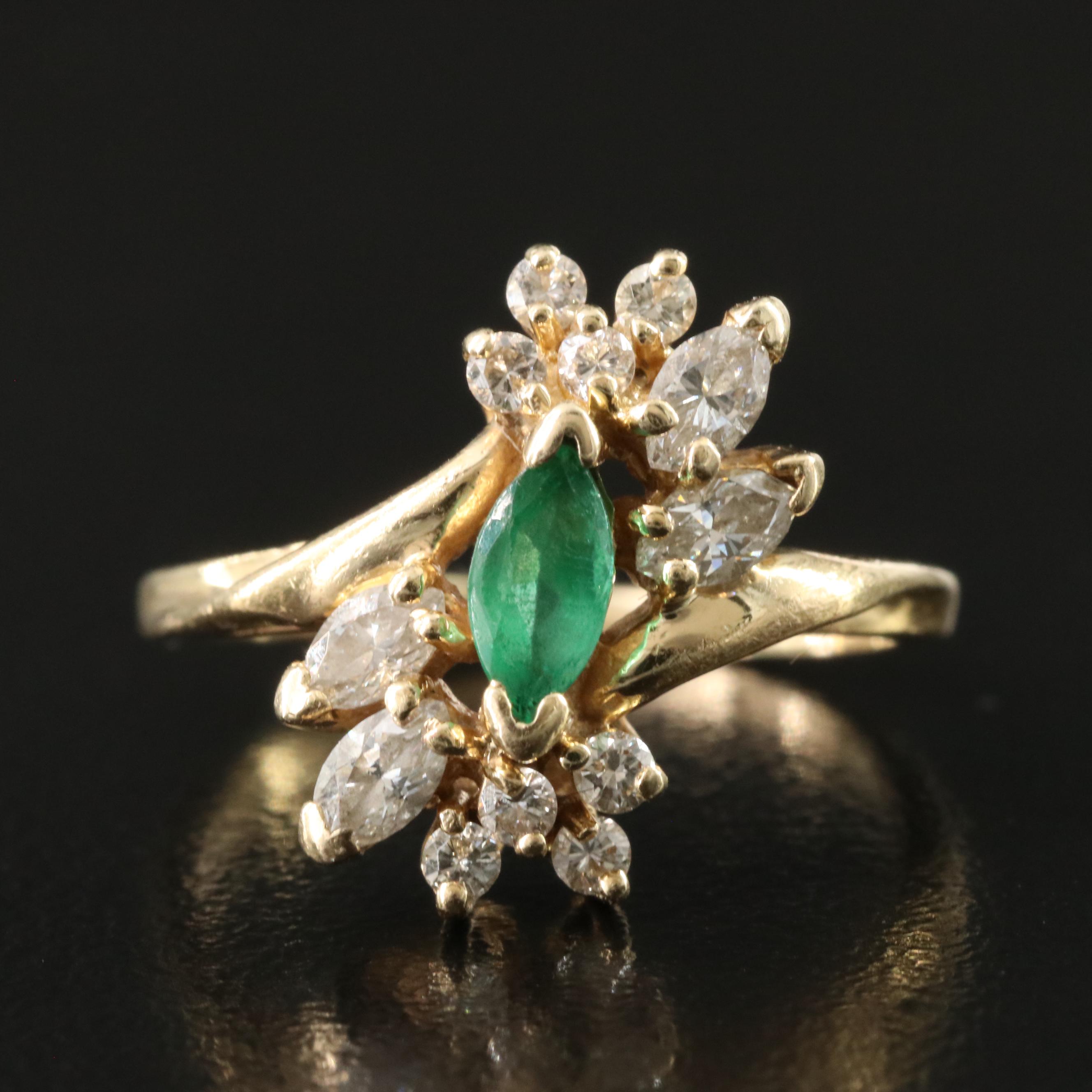 14K Emerald and Diamond Ring