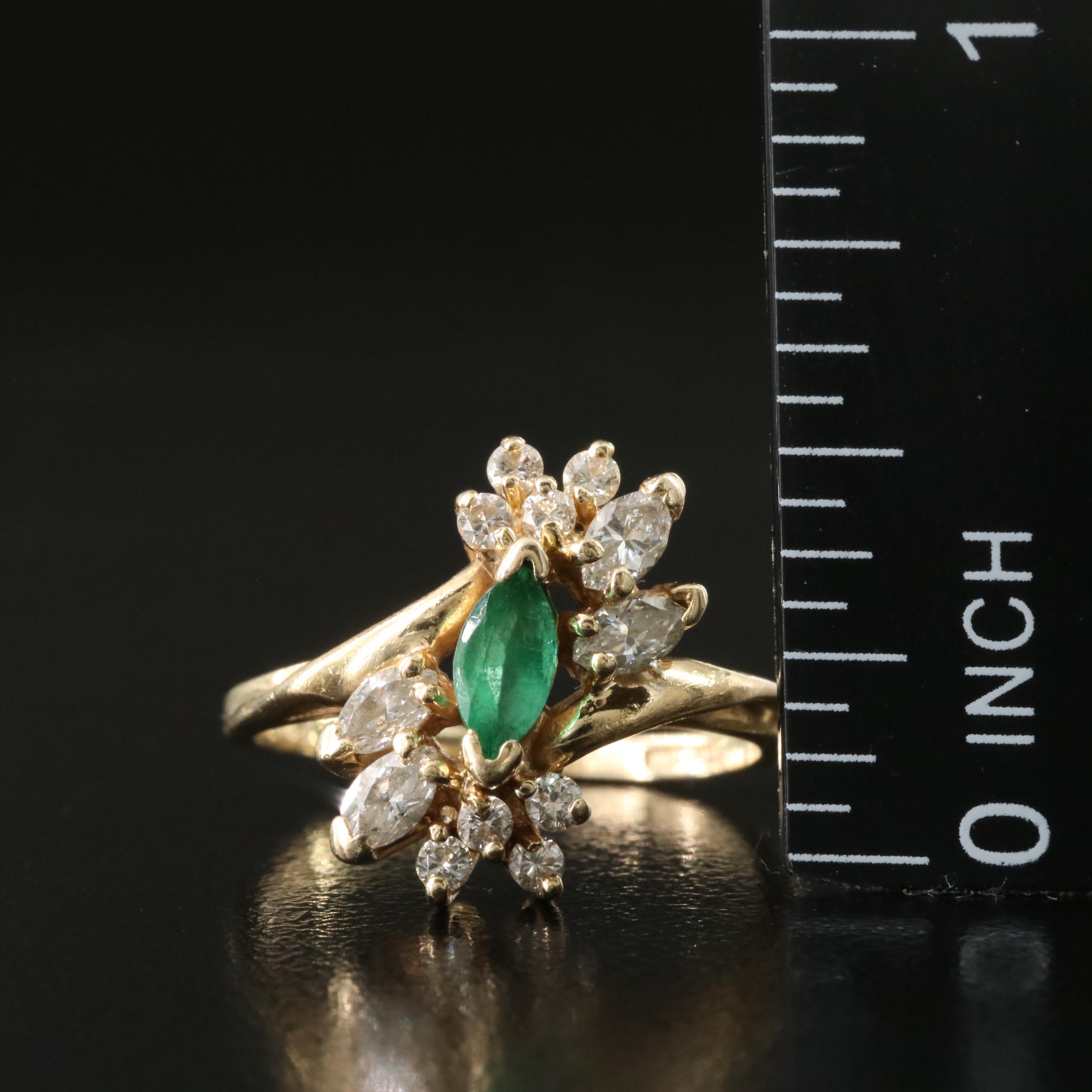 14K Emerald and Diamond Ring