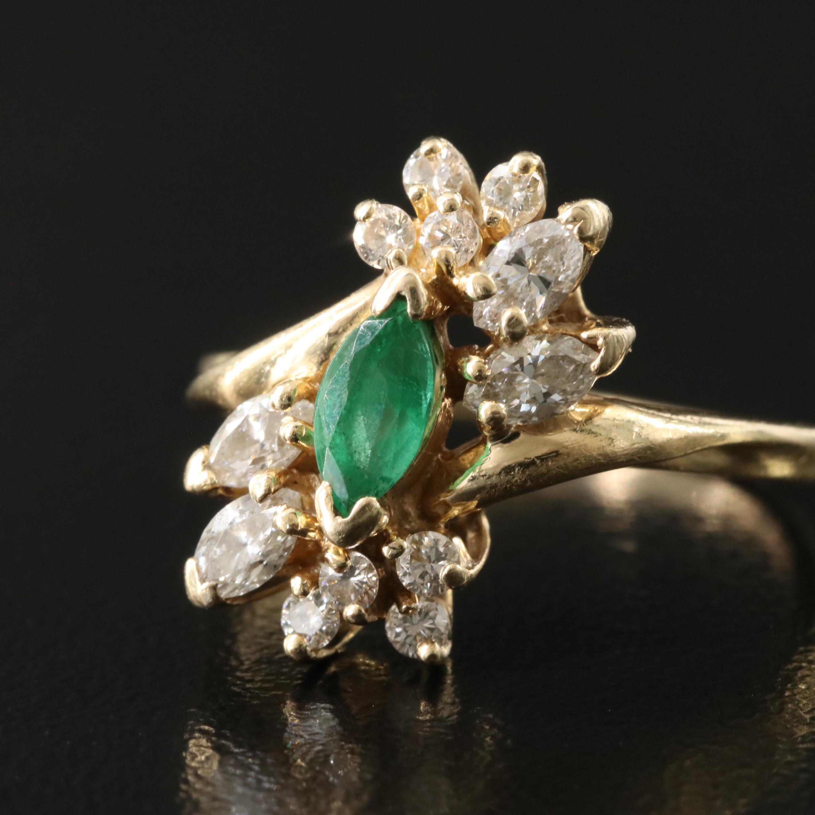 14K Emerald and Diamond Ring