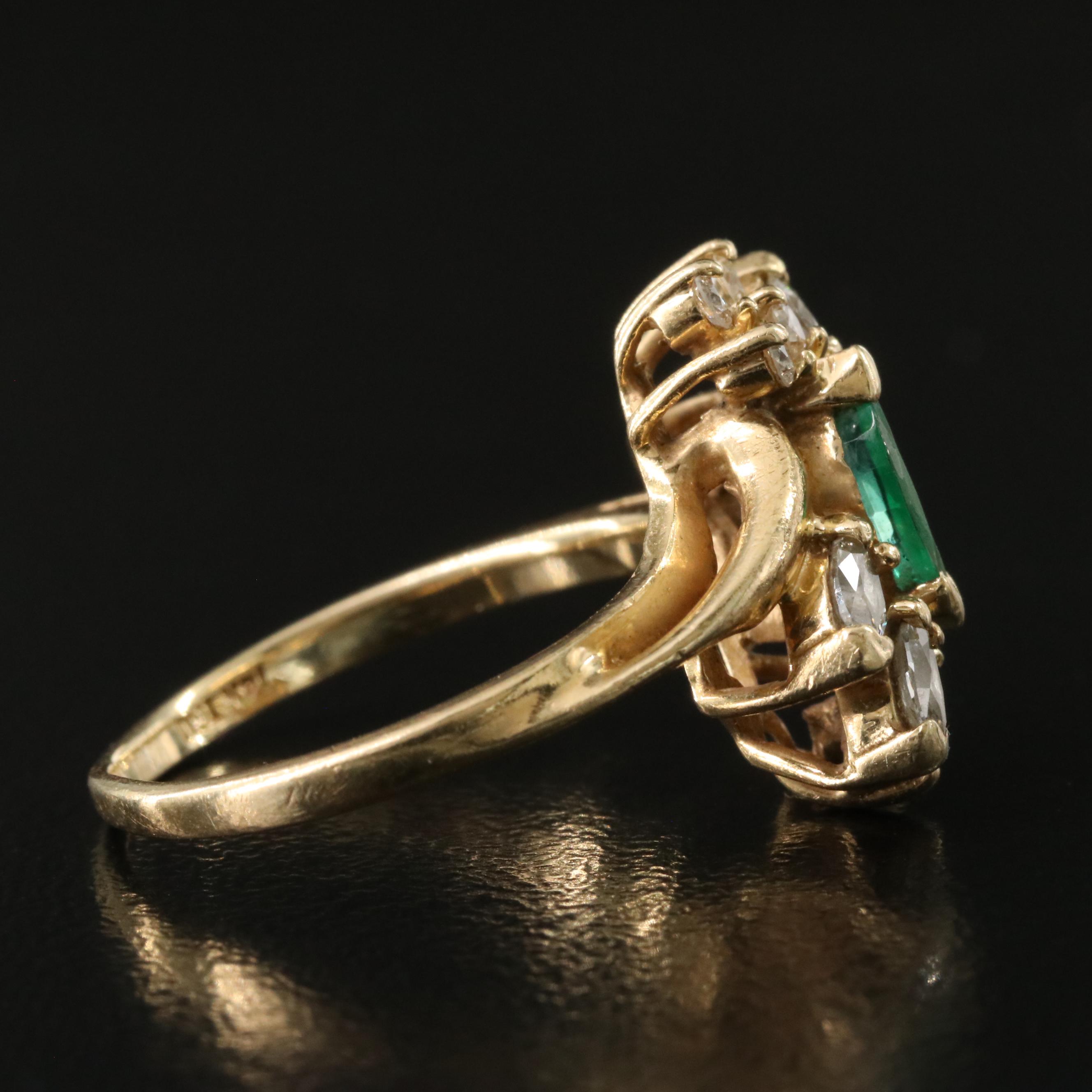 14K Emerald and Diamond Ring
