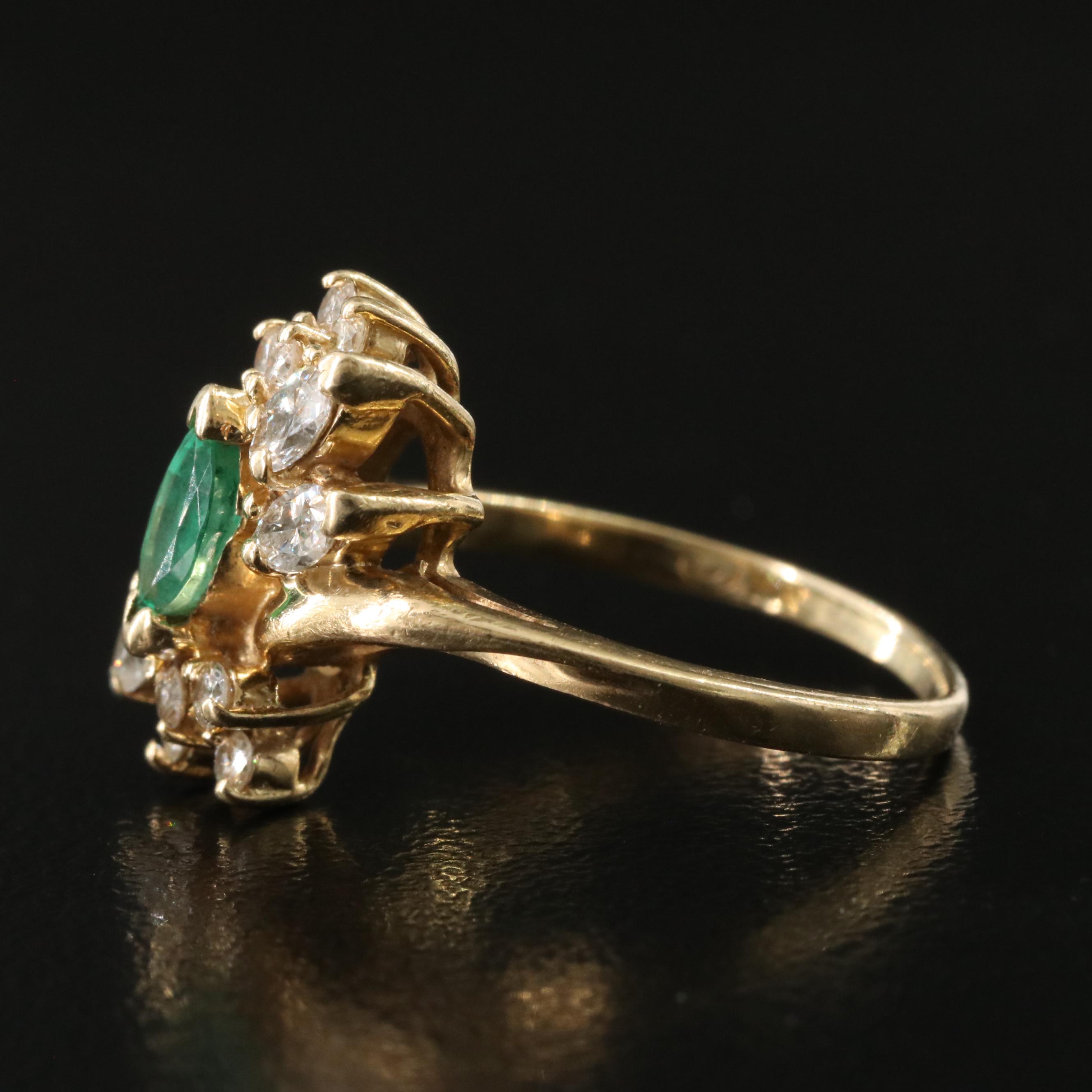 14K Emerald and Diamond Ring