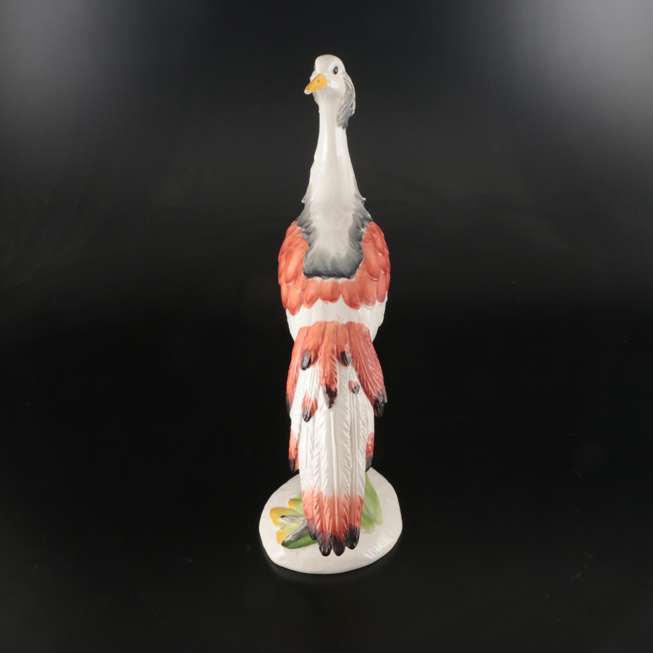 Italian Hand-Painted Porcelain Crane Figurines