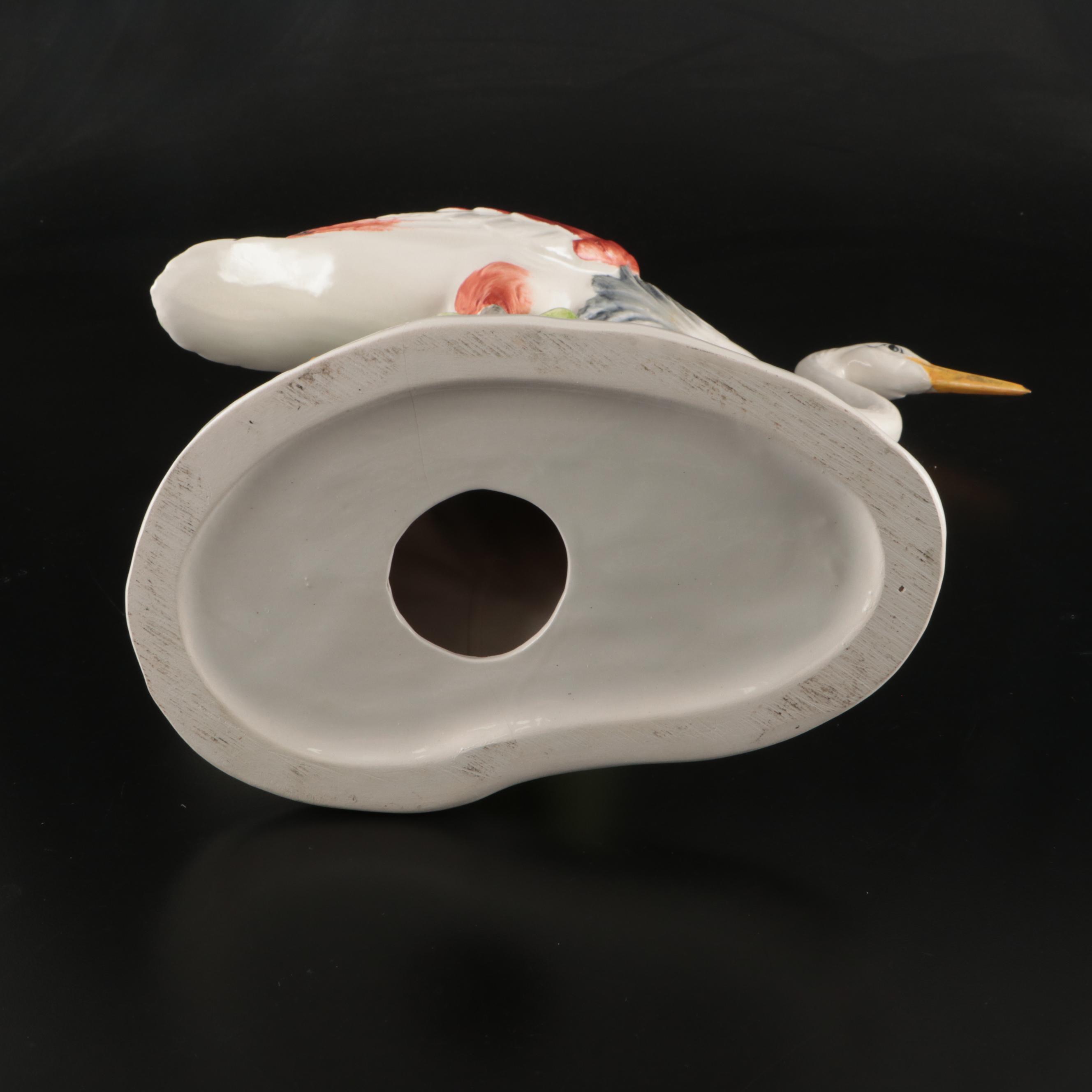 Italian Hand-Painted Porcelain Crane Figurines