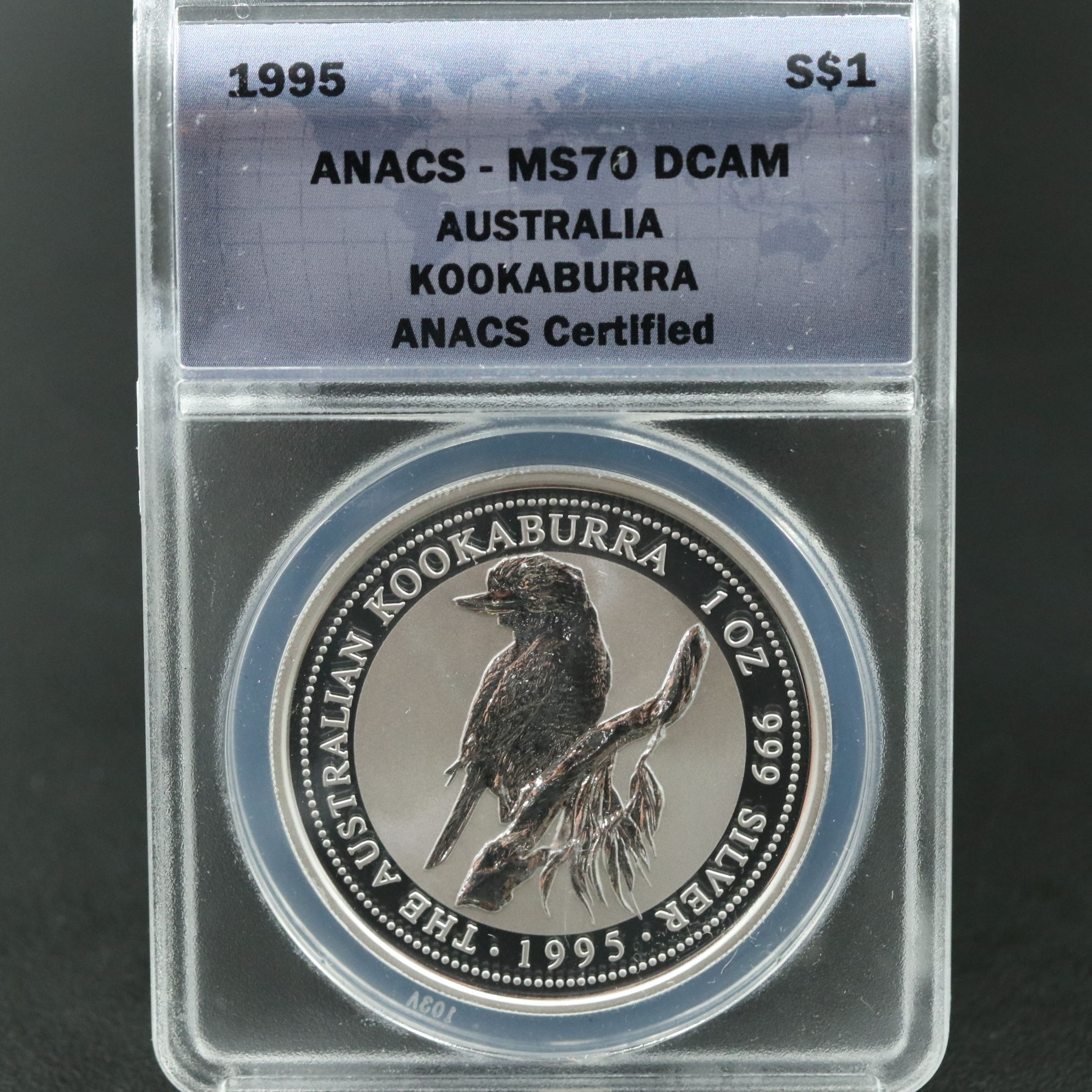 ANACS MS70 DCAM 1995 Australia $1 Kookaburra Silver Coin