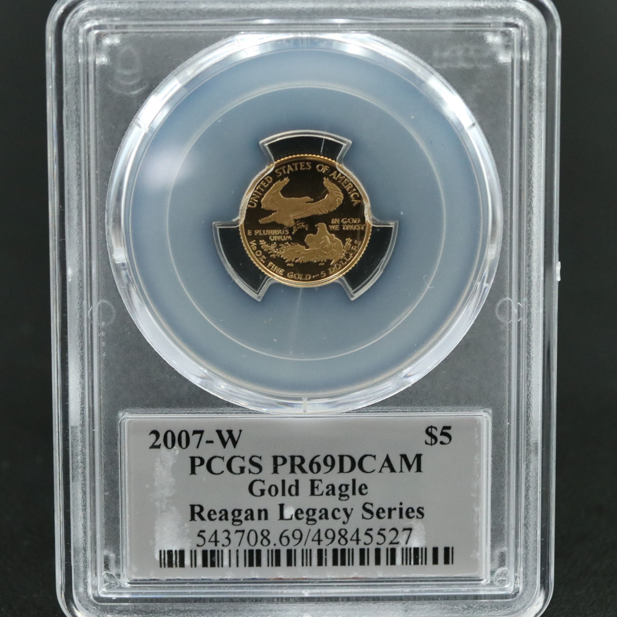 PCGS PR69DCAM 2007-W $5 Gold Eagle Signed by Michael Reagan