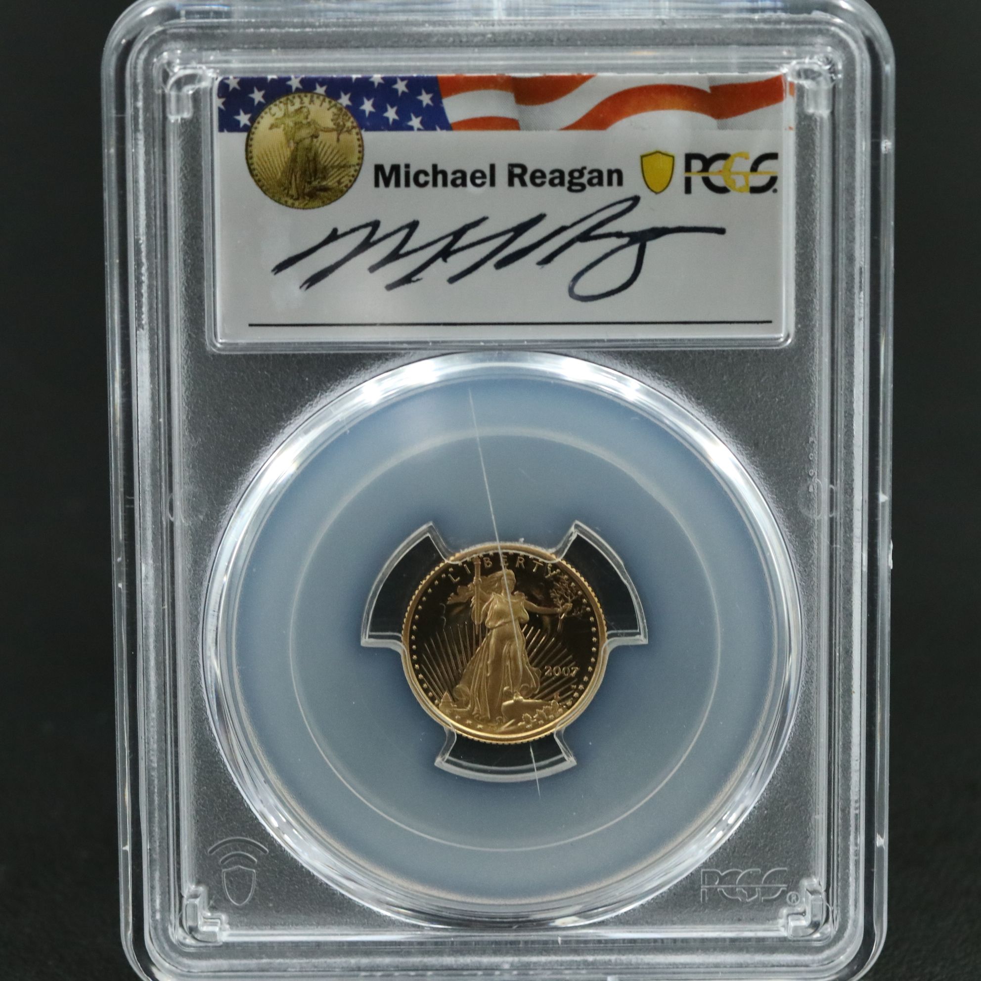 PCGS PR69DCAM 2007-W $5 Gold Eagle Signed by Michael Reagan
