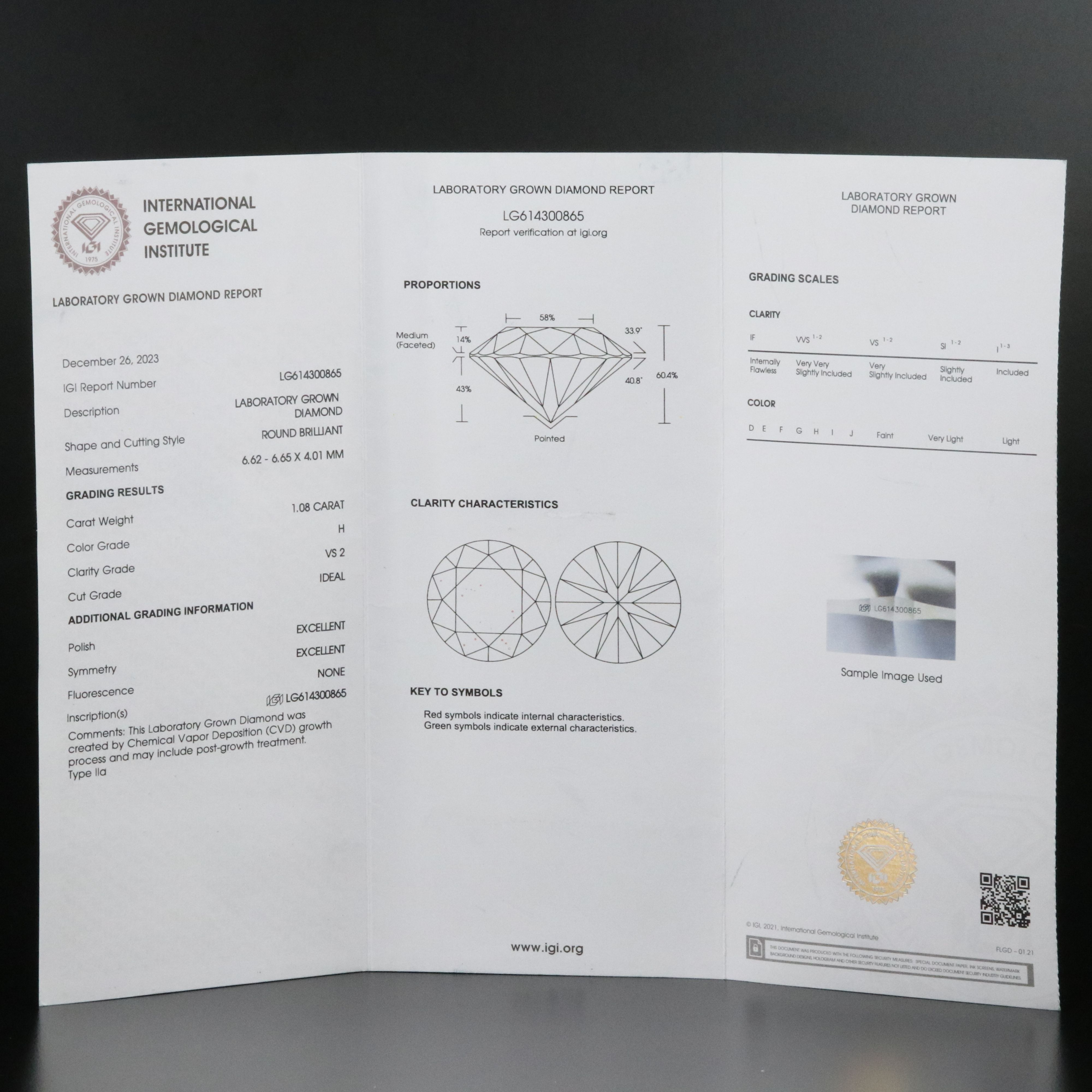 Loose 2.16 CTW Lab Grown Diamond Pair with IGI Reports