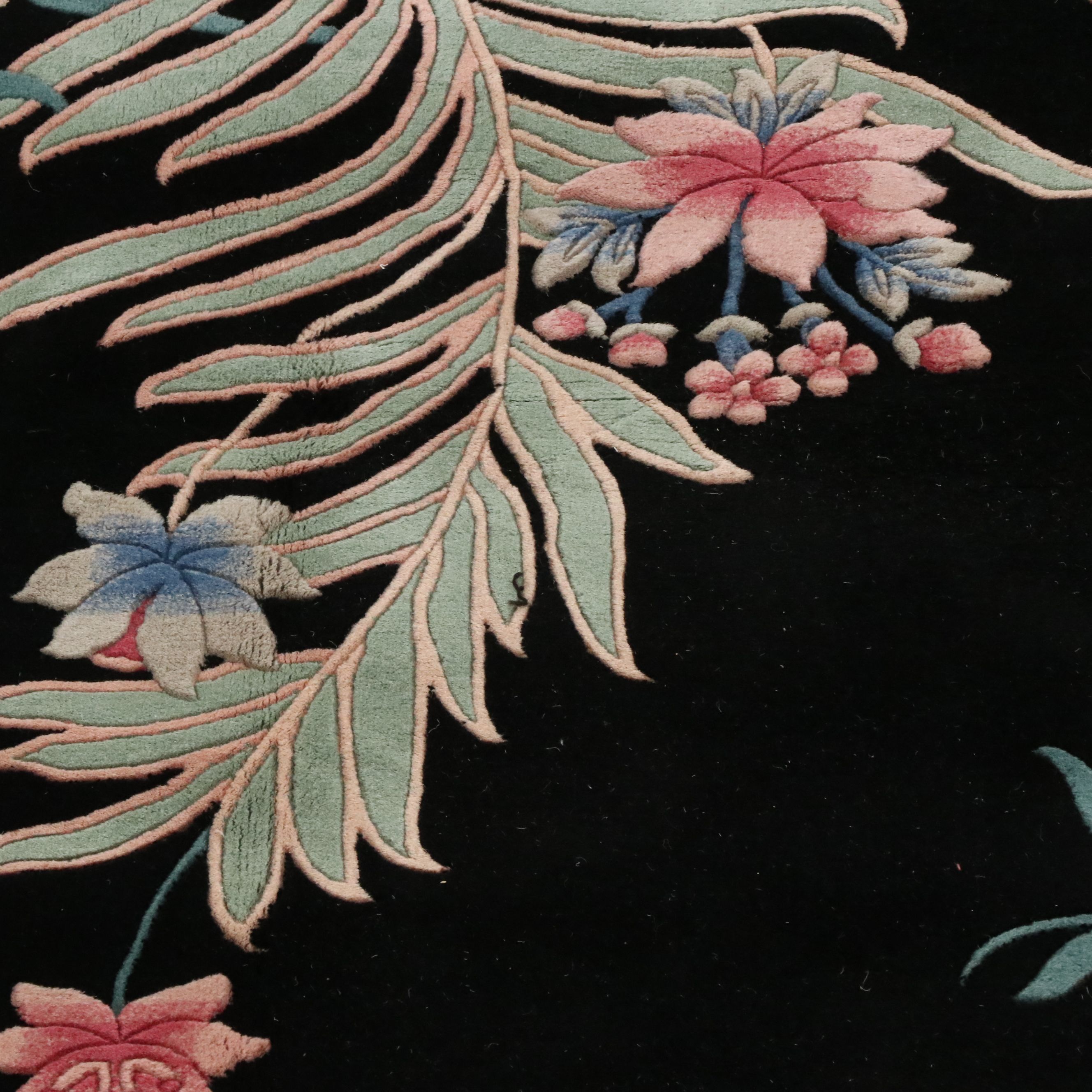 5'6 x 9'3 Hand-Knotted and Carved Chinese Tropical Style Area Rug