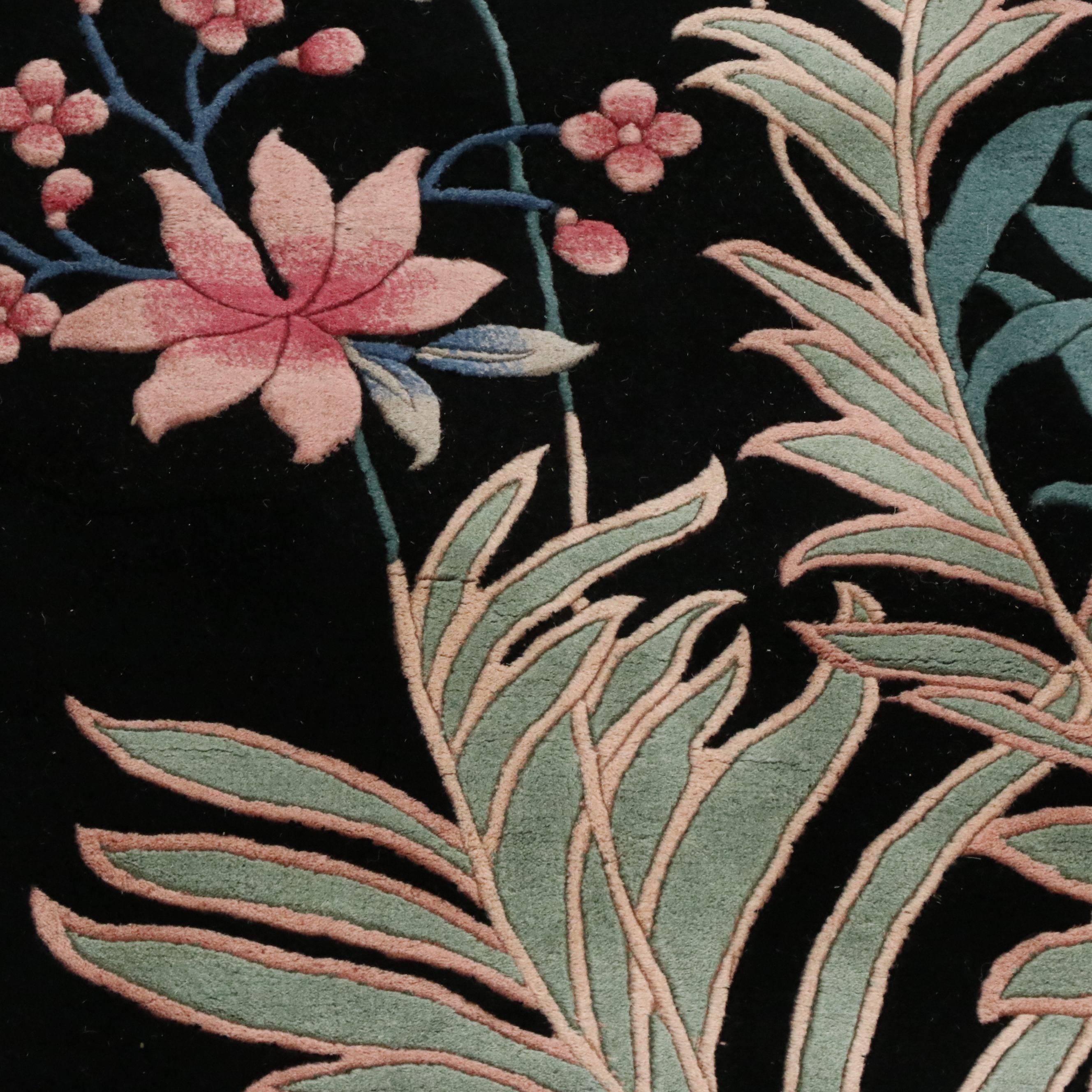 5'6 x 9'3 Hand-Knotted and Carved Chinese Tropical Style Area Rug