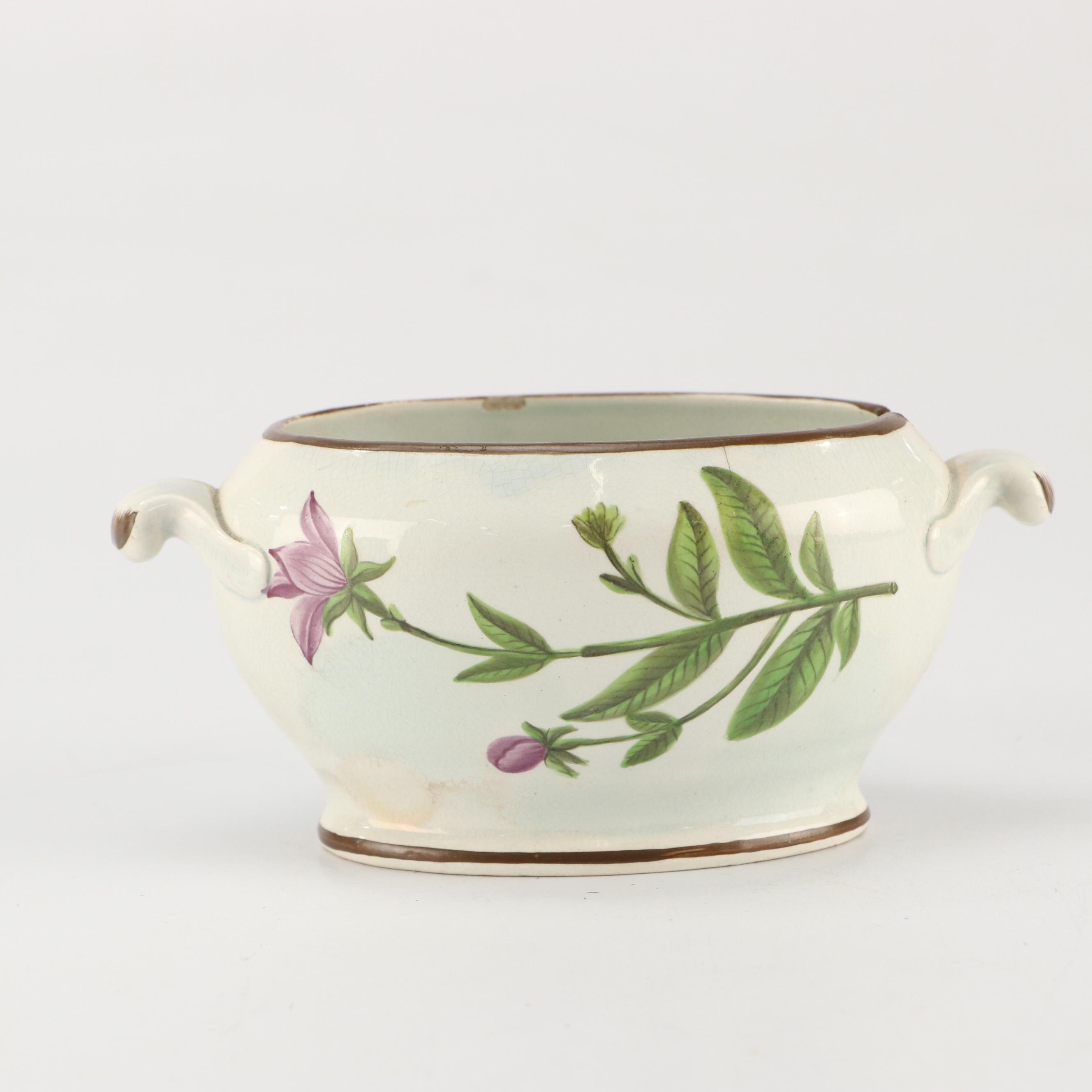 Dutch Polychrome Delft Candlesticks and Leeds Botanical Creamware Tureen