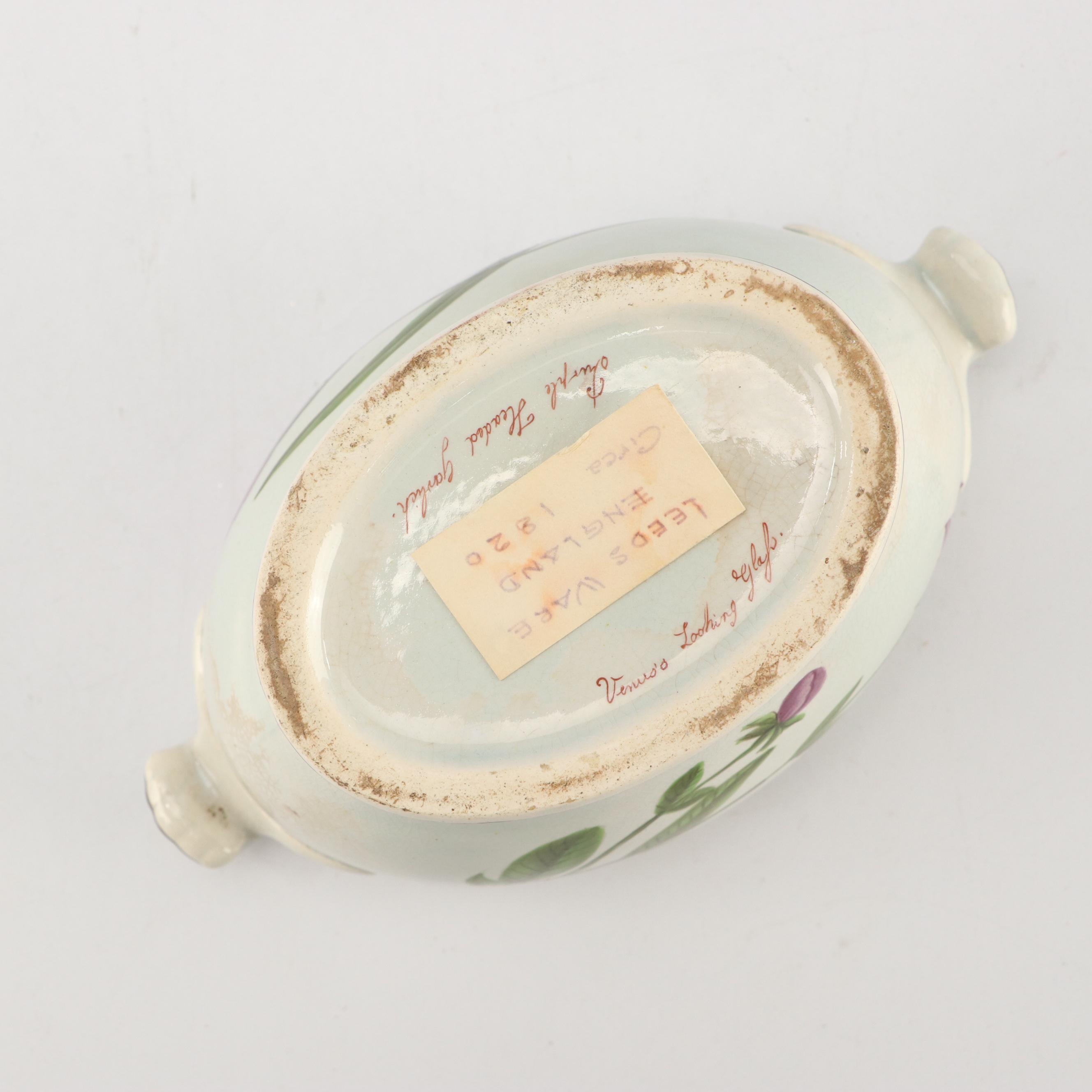 Dutch Polychrome Delft Candlesticks and Leeds Botanical Creamware Tureen