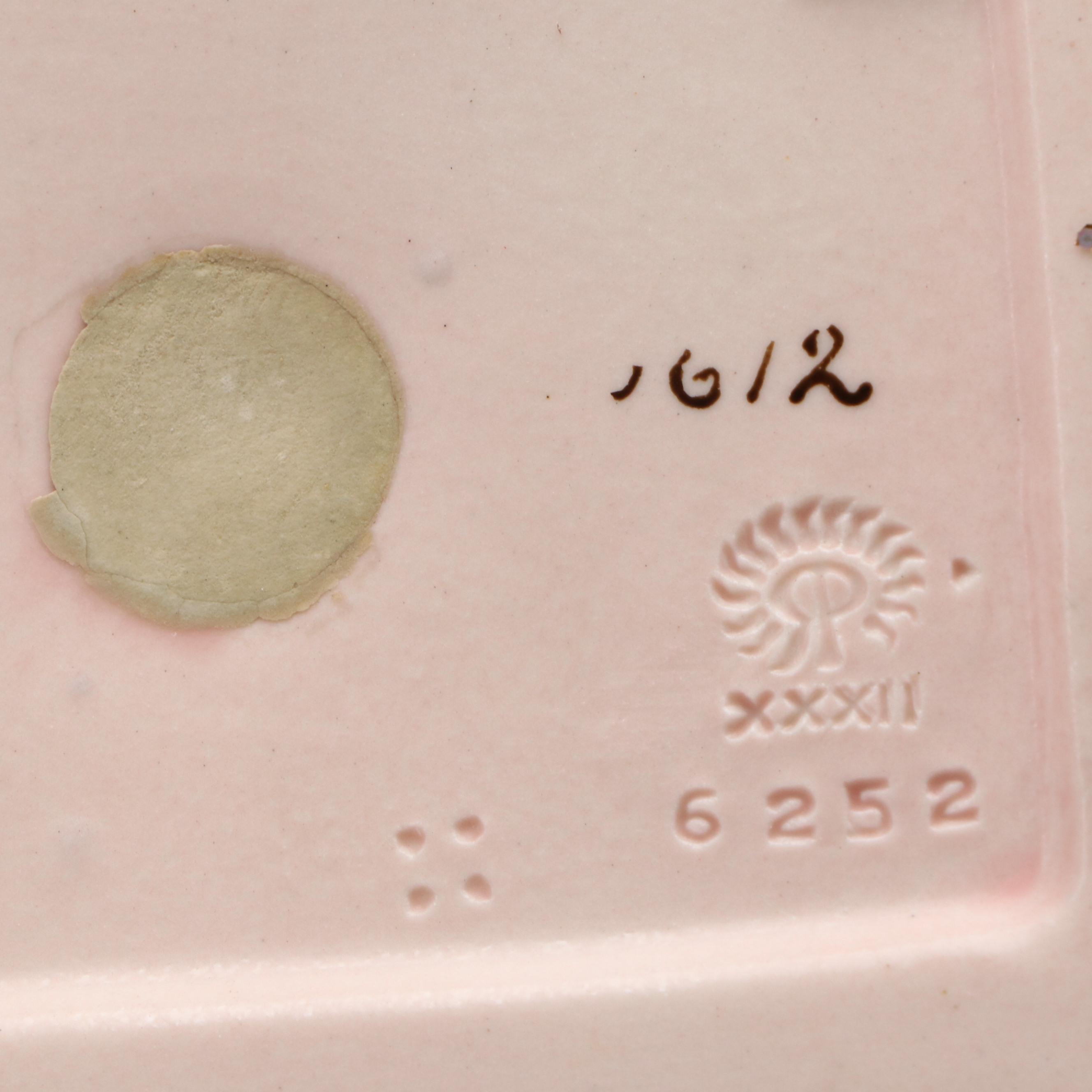 Rookwood Pottery Matte Pink Ceramic Colonial Lady Bookends, 1932