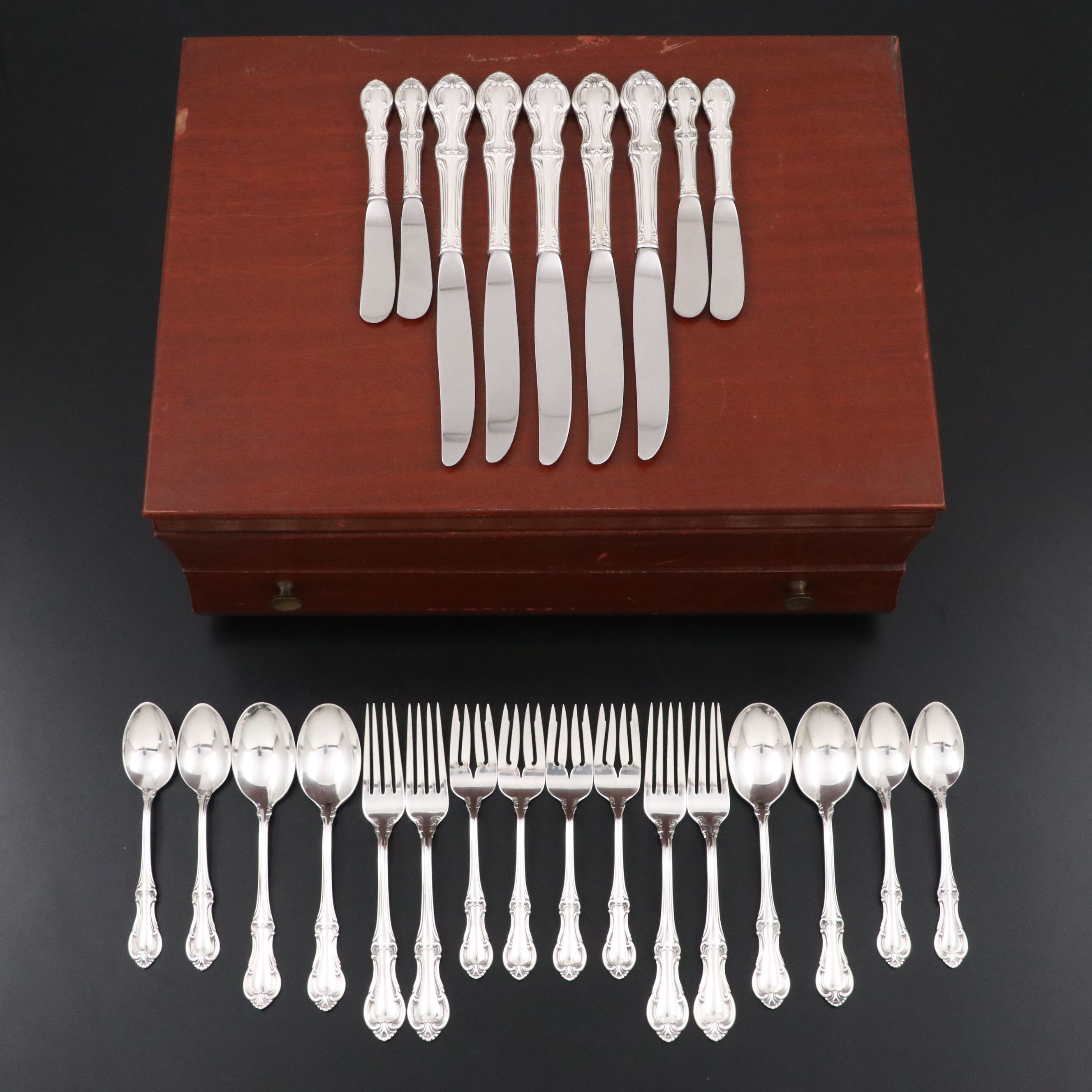 International Silver "Joan of Arc" Sterling Flatware in Wood Case