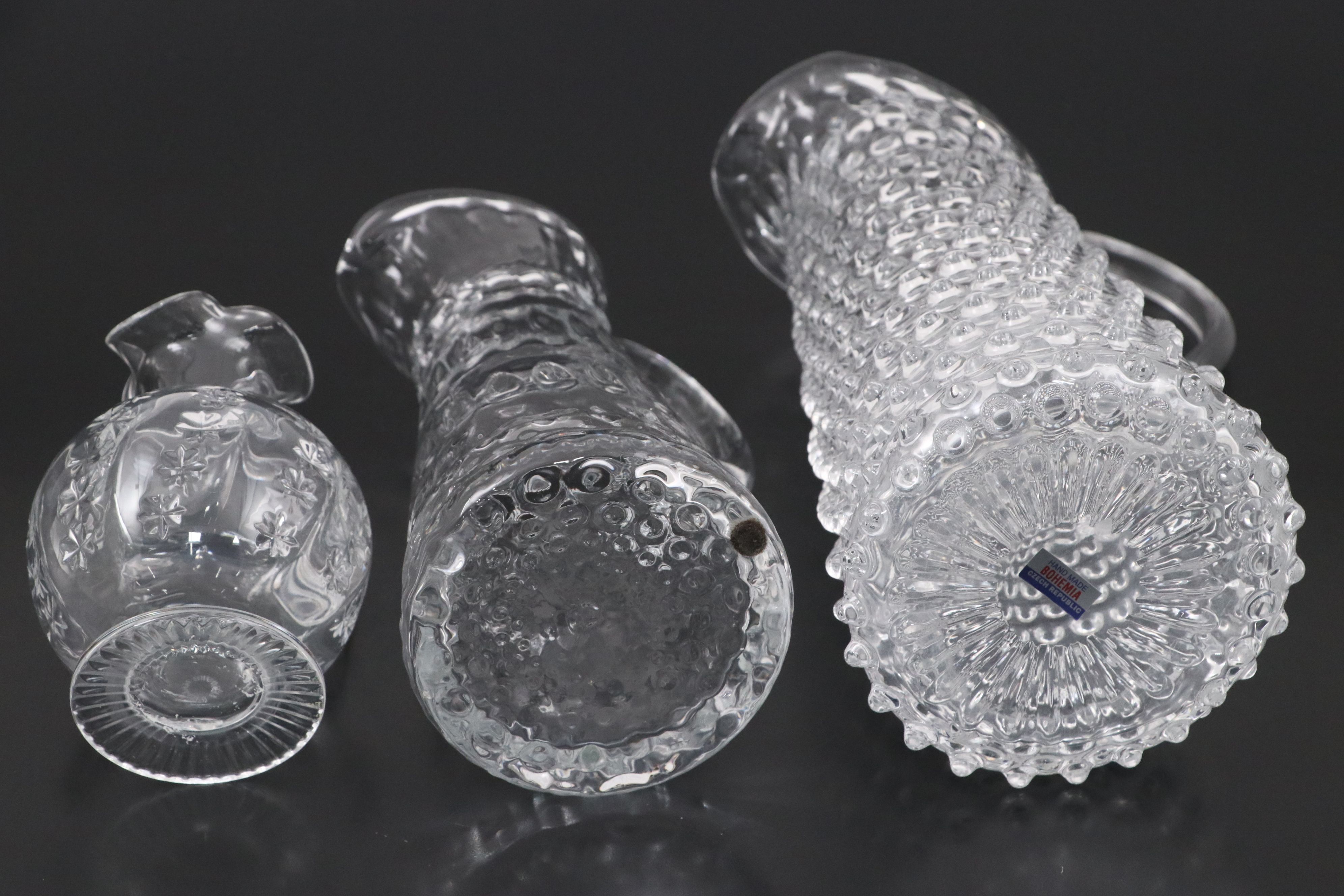 William Yeoward Crystal Jug with Glass Pitchers and Ribbon Edge Cake Stands