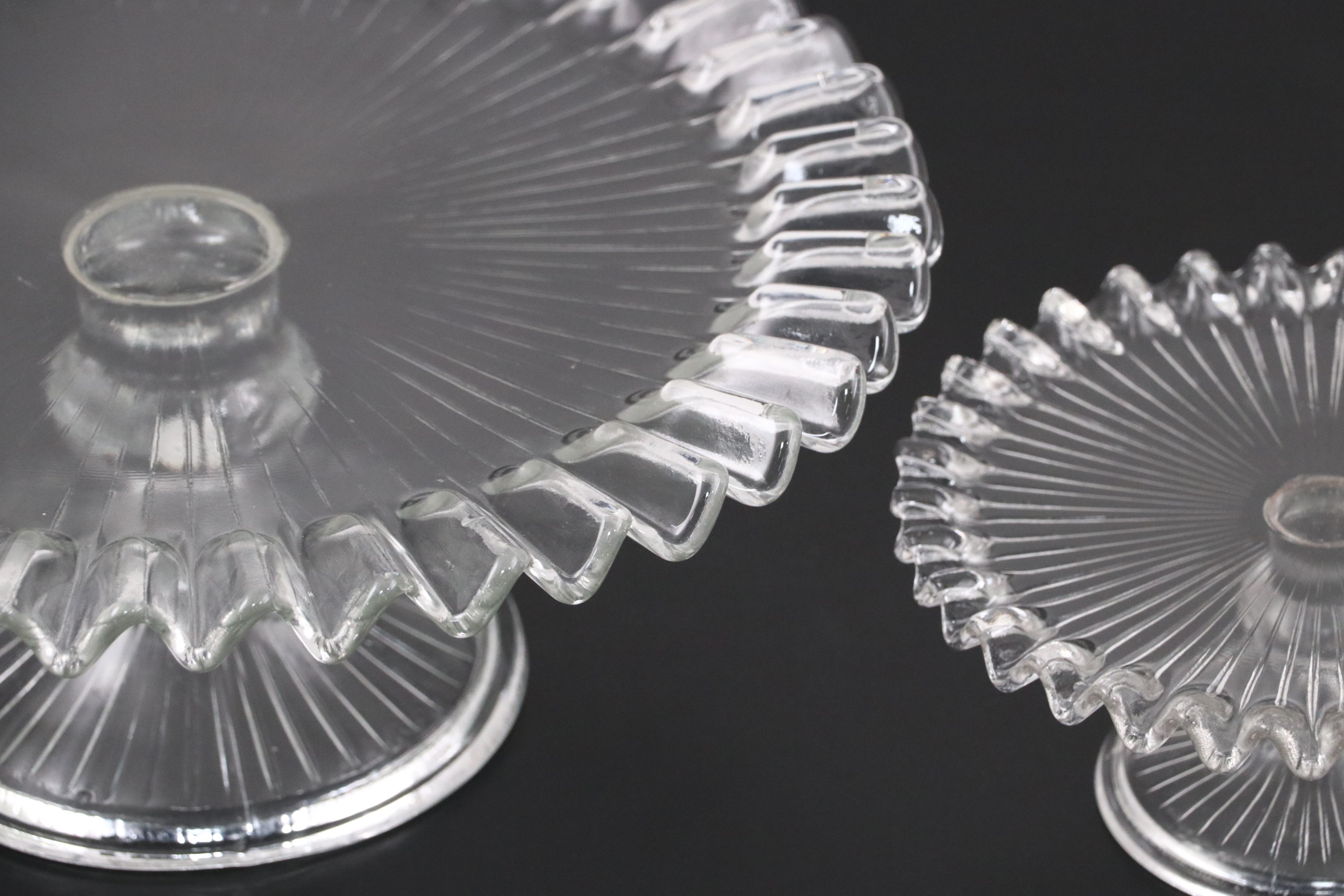 William Yeoward Crystal Jug with Glass Pitchers and Ribbon Edge Cake Stands